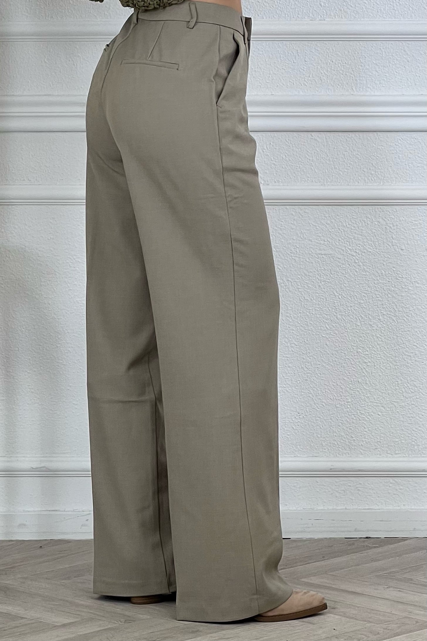 Luxury Straight Leg Pants - Taupe - Image 2