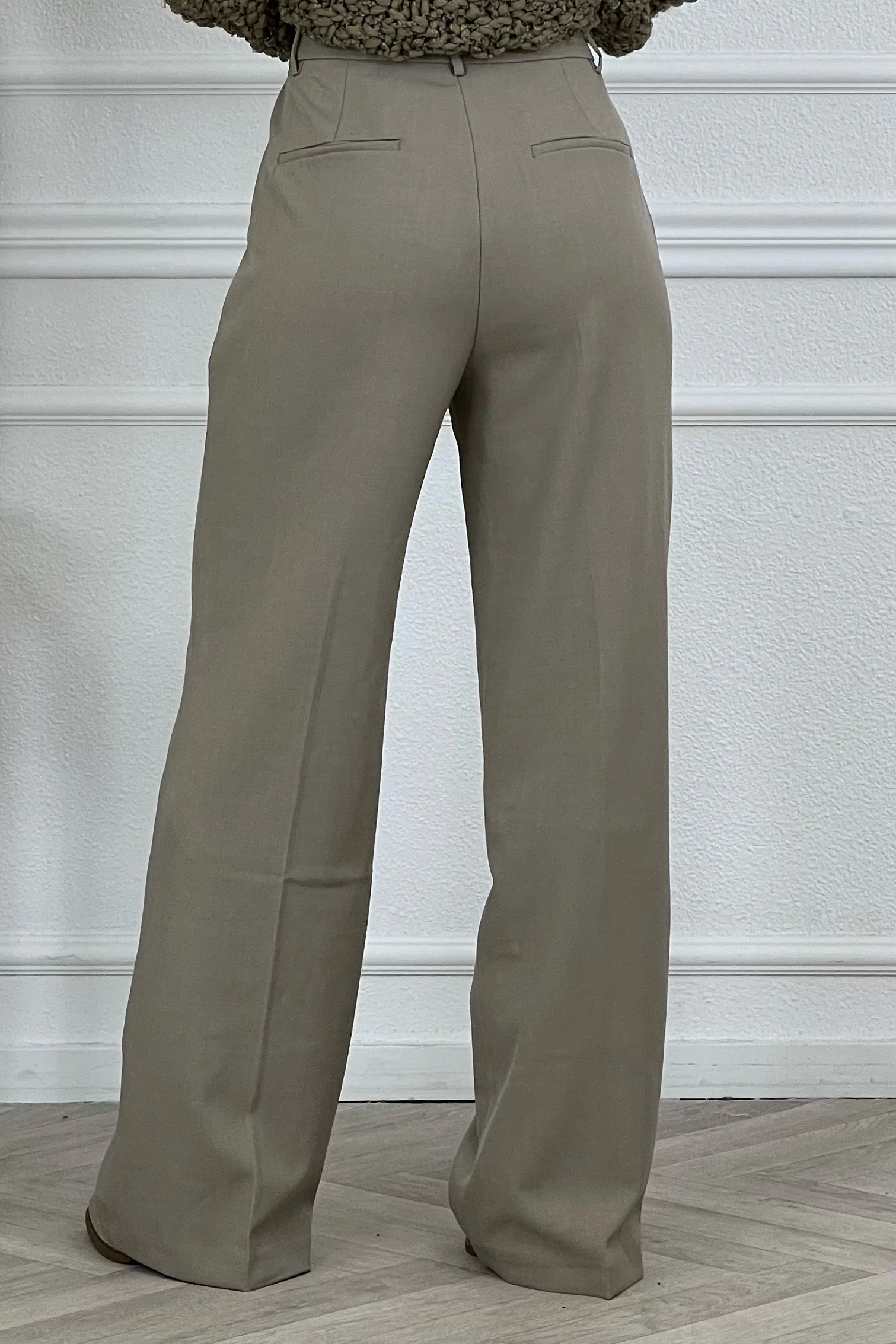 Luxury Straight Leg Pants - Taupe - Image 3