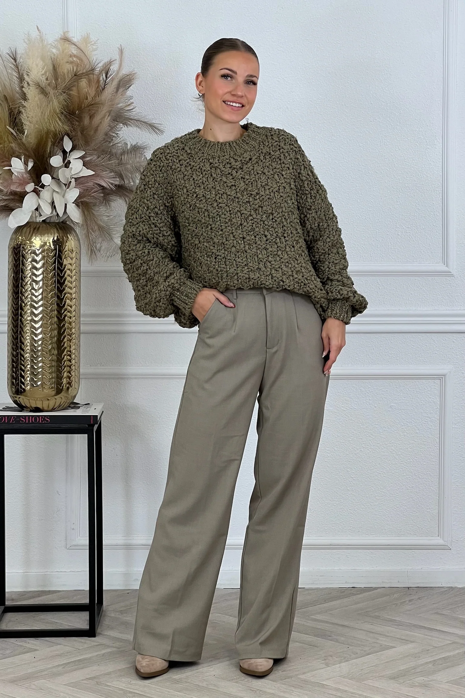 Luxury Straight Leg Pants - Taupe - Image 4