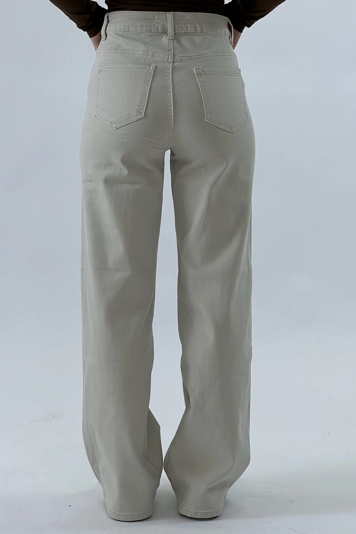 Madison Wide Leg Jeans - Beige - Image 5