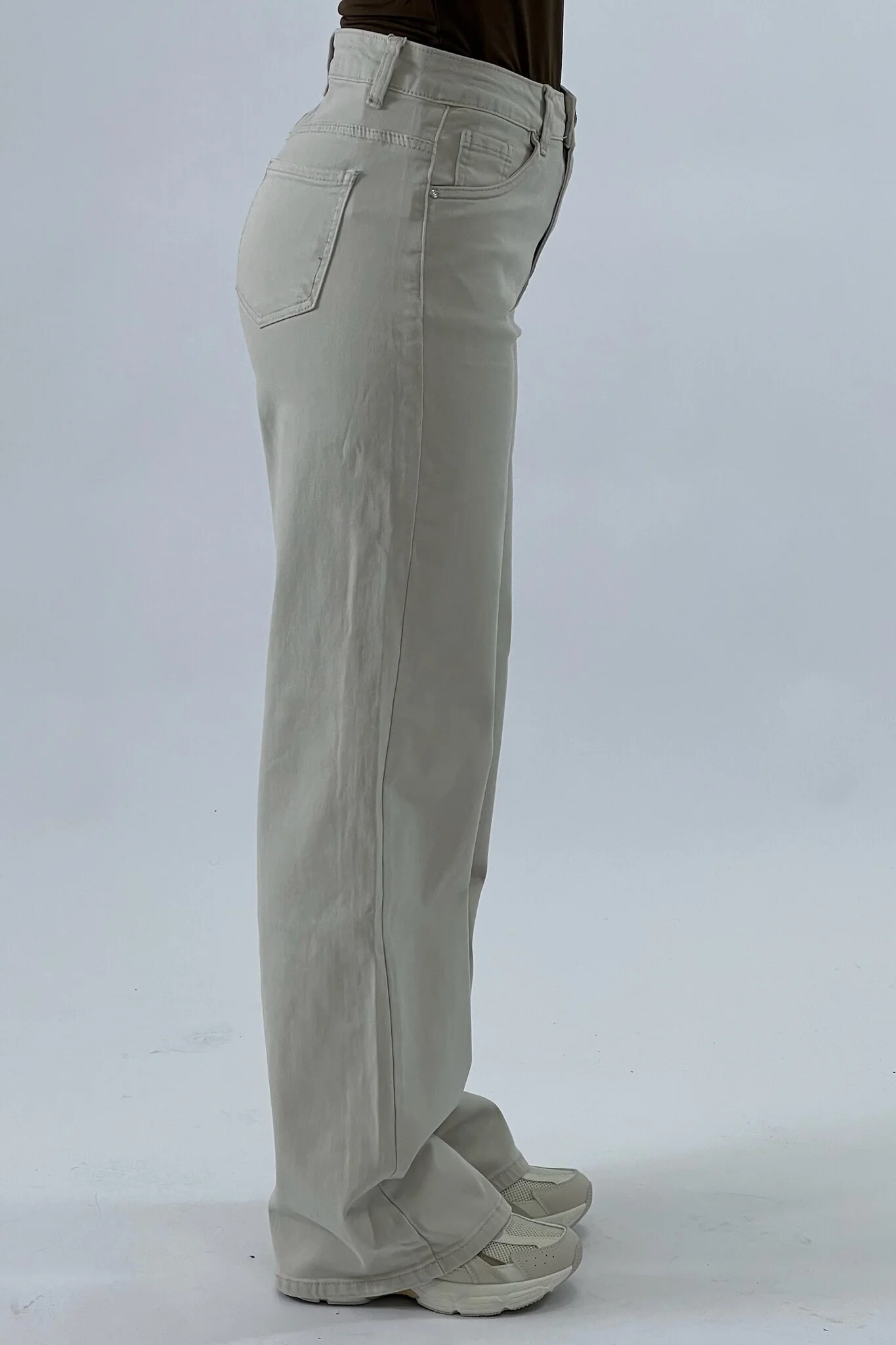 Madison Wide Leg Jeans - Beige - Image 7