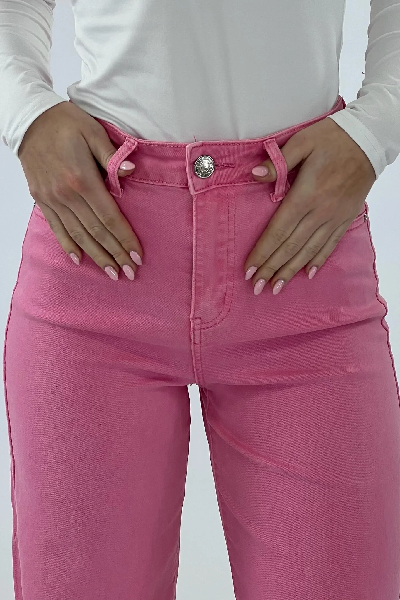 Madison Wide Leg Jeans - Sugar Pink - Image 5