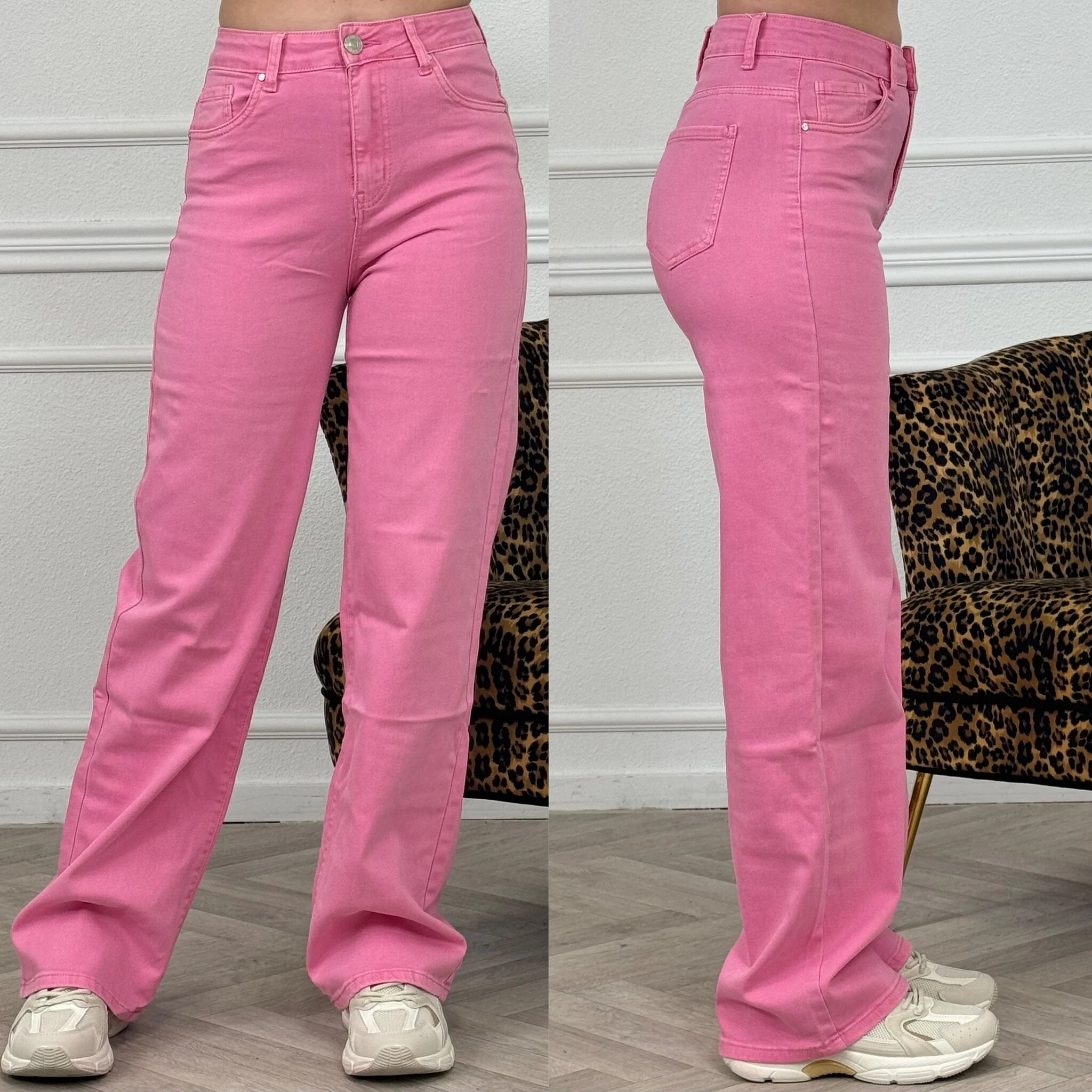 Madison Wide Leg Jeans - Sugar Pink - Image 9