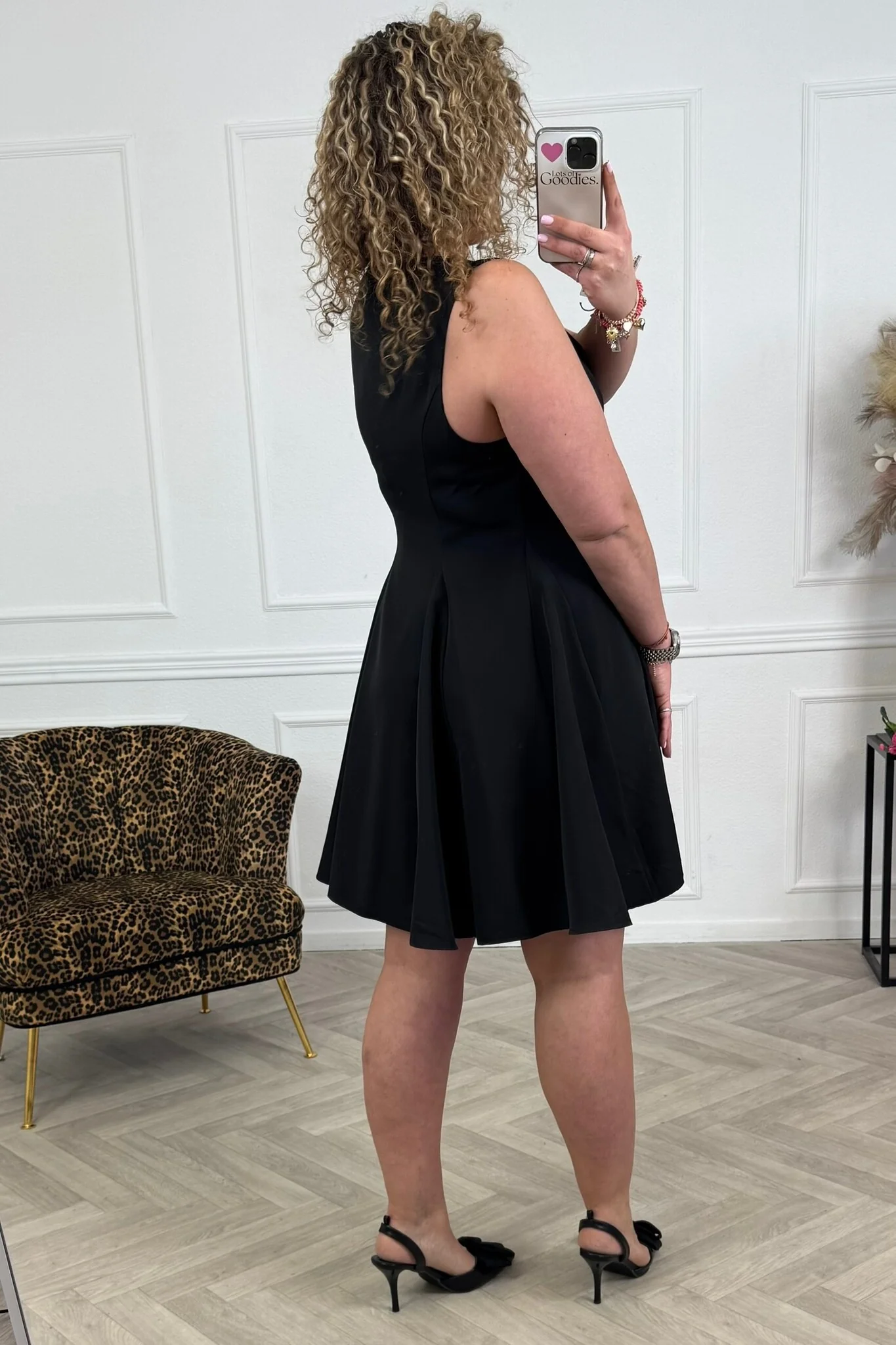Mae Button Dress - Black - Image 3