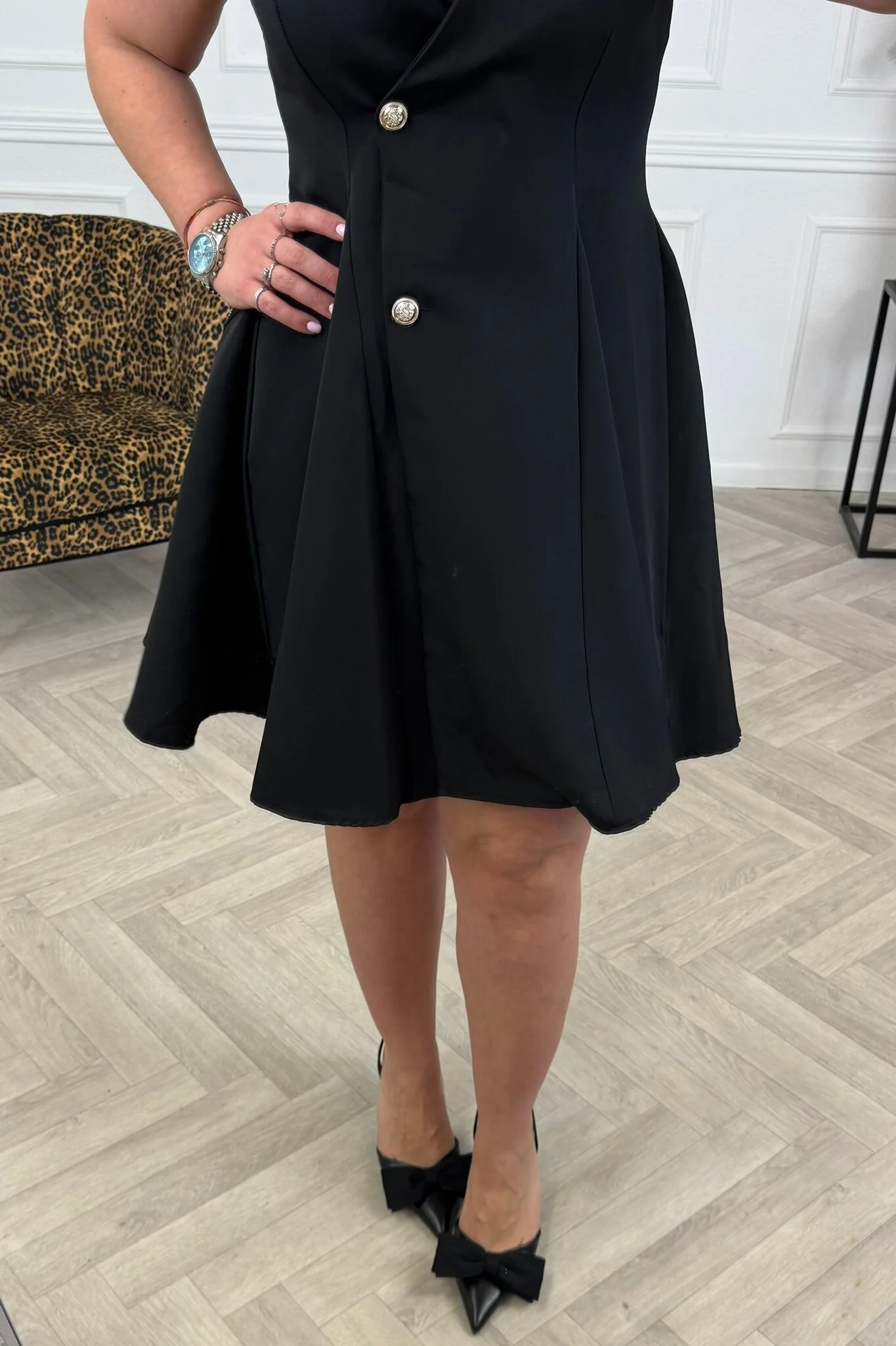 Mae Button Dress - Black - Image 4