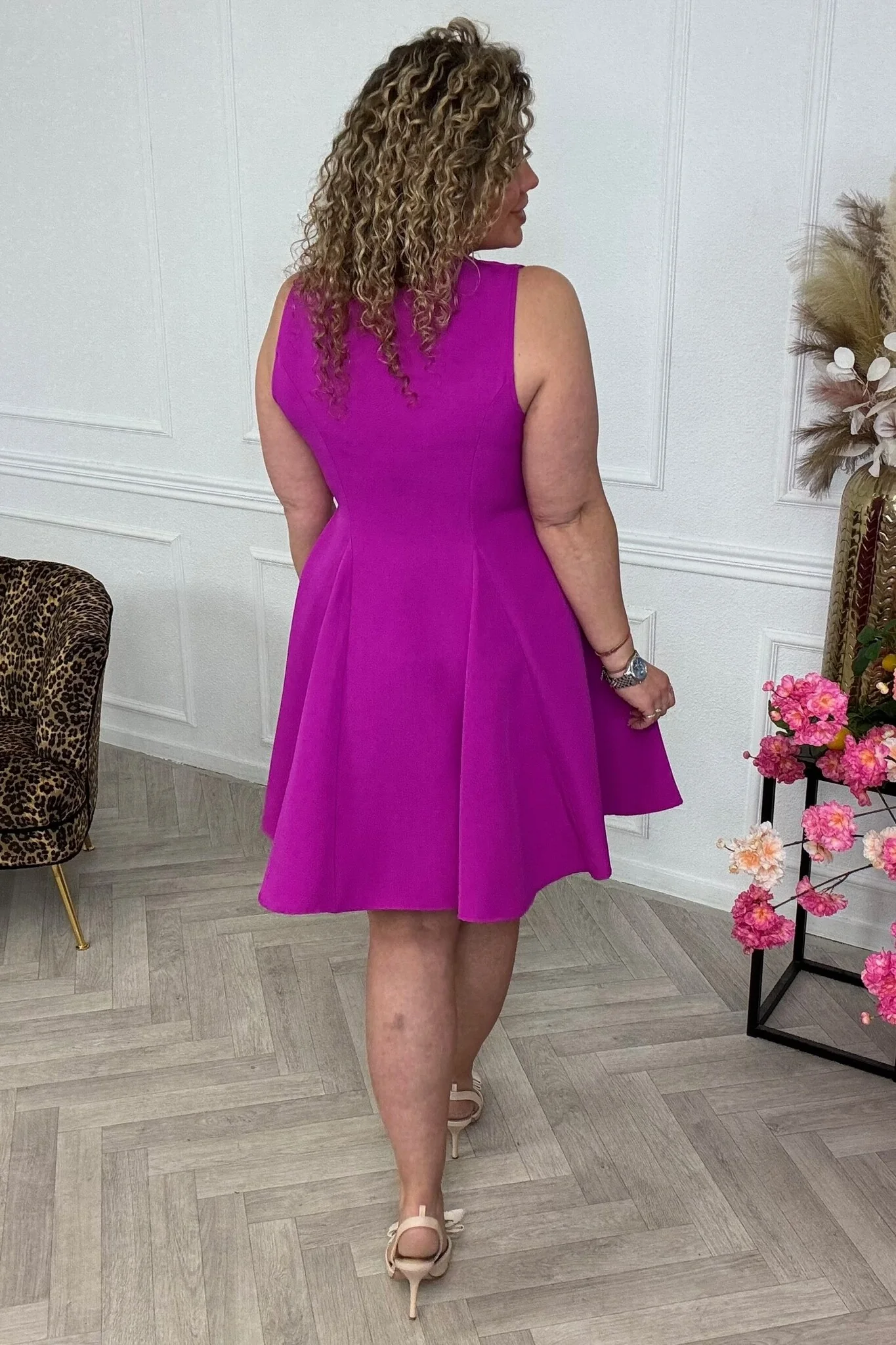 Mae Button Dress - Magenta - Image 4