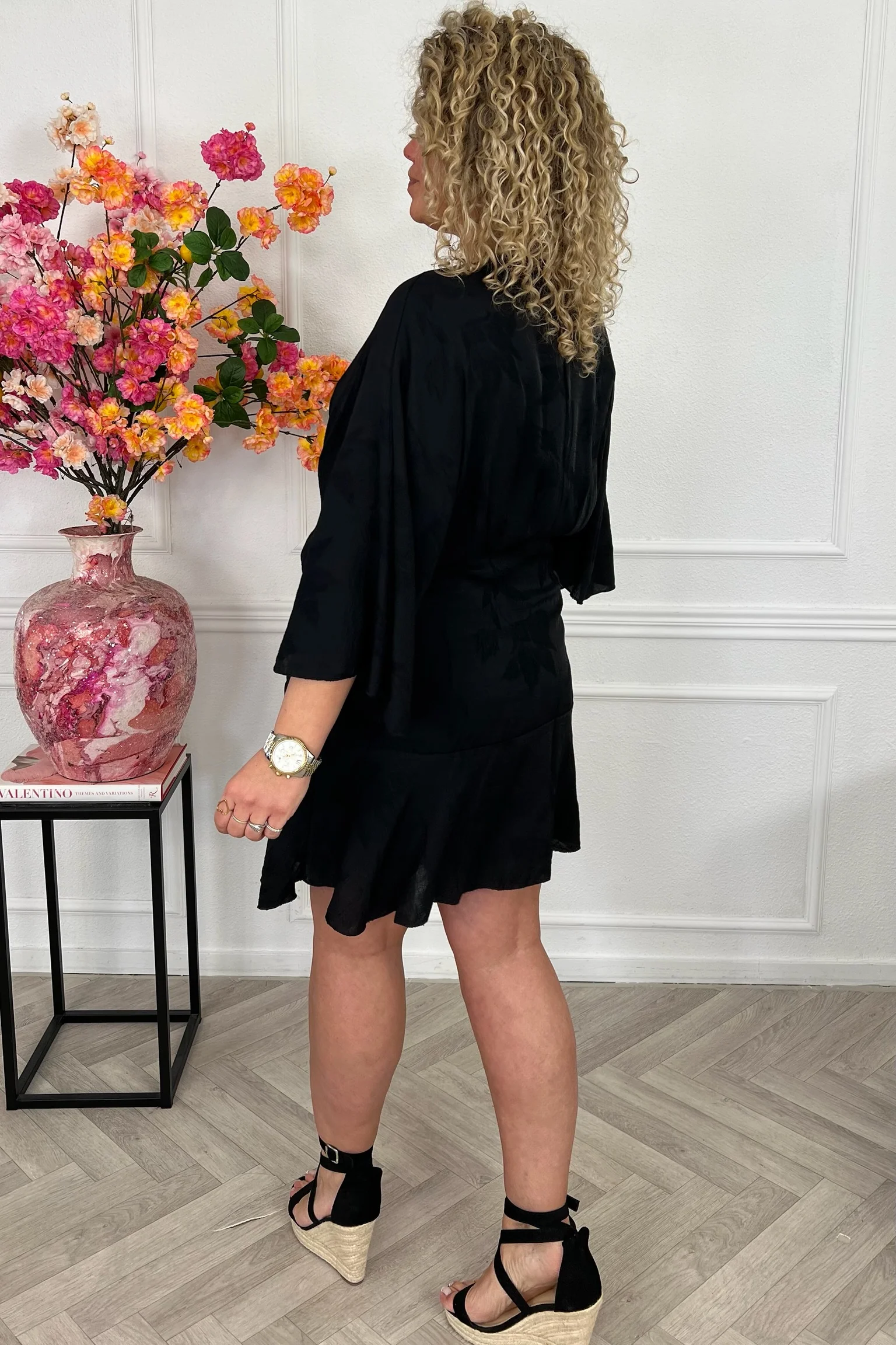 Malaga Short Ruffle Dress - Black - Image 4