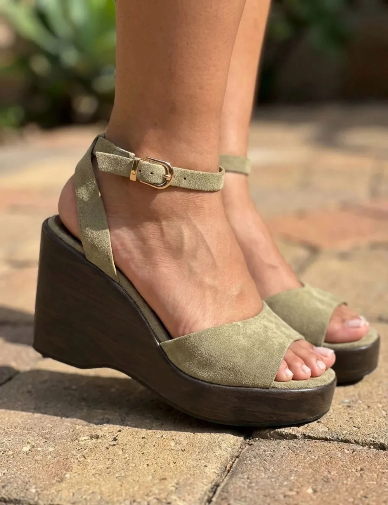 Malaga Summer Wedges - Armygreen