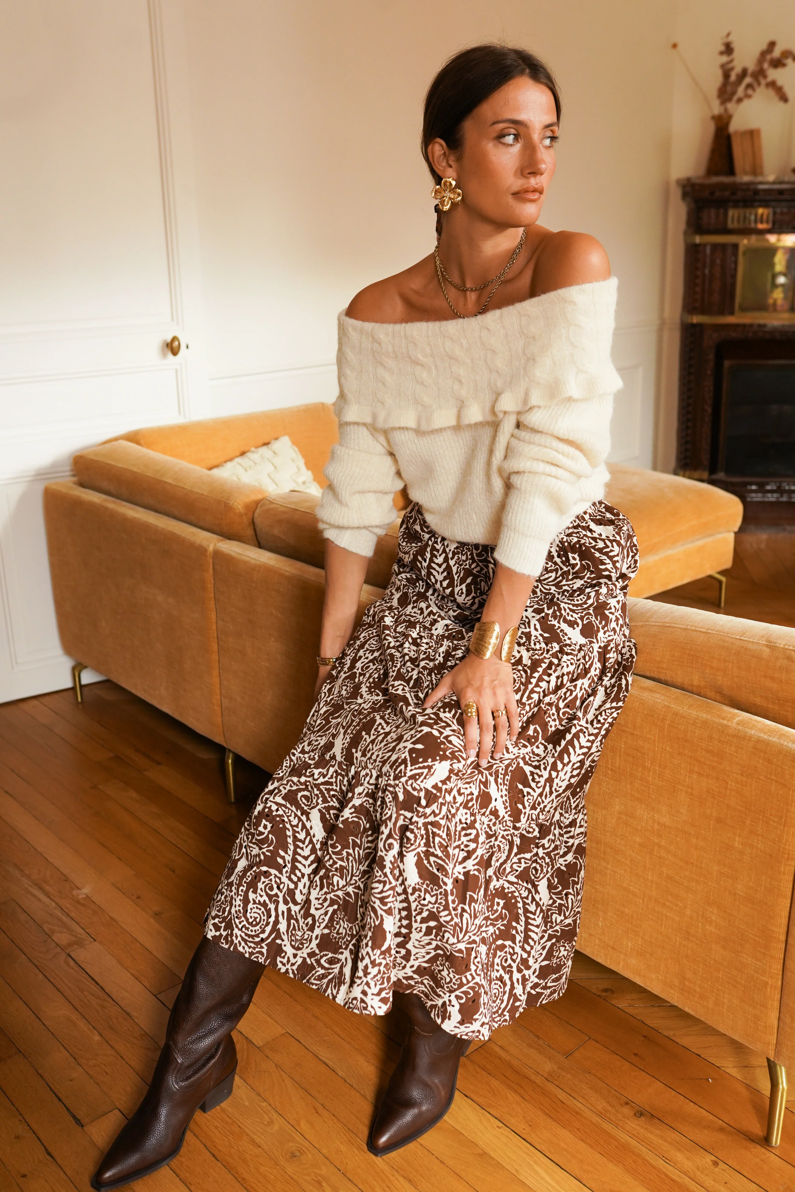 Margaux Off Shoulder Sweater - Off White - Image 2