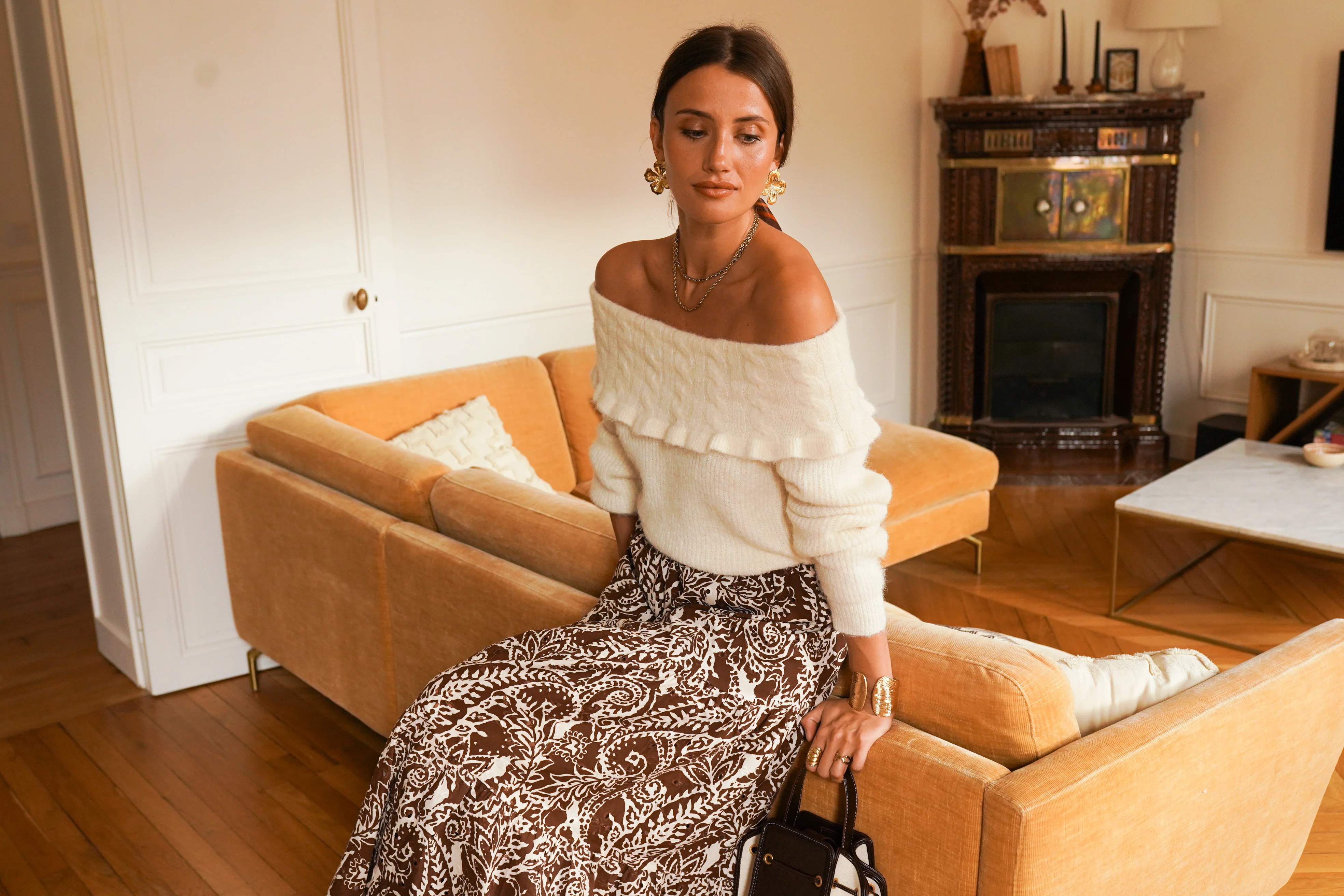 Margaux Off Shoulder Sweater - Off White - Image 3