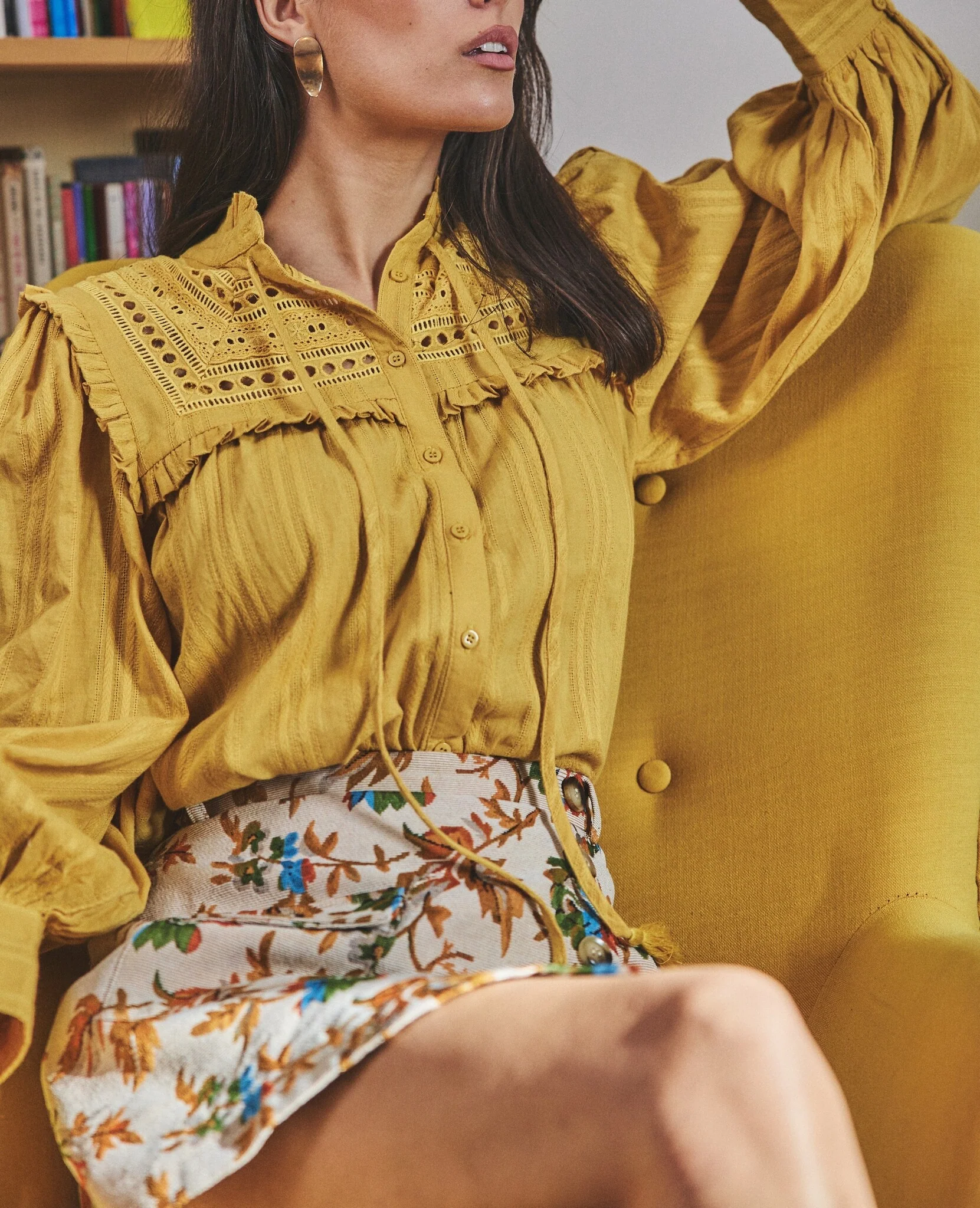 Marie Ruffle Blouse - Honey