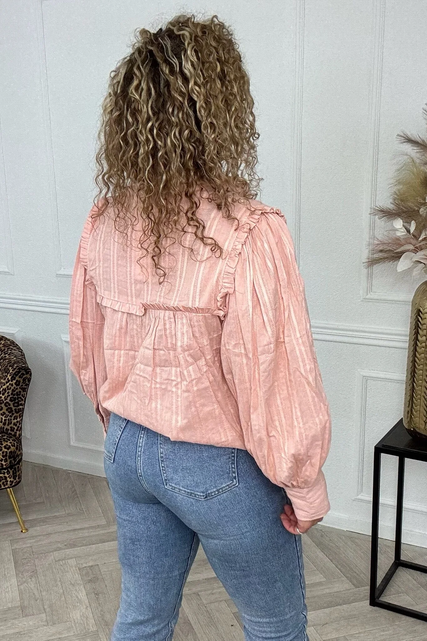 Marie Ruffle Blouse - Light Pink - Image 4