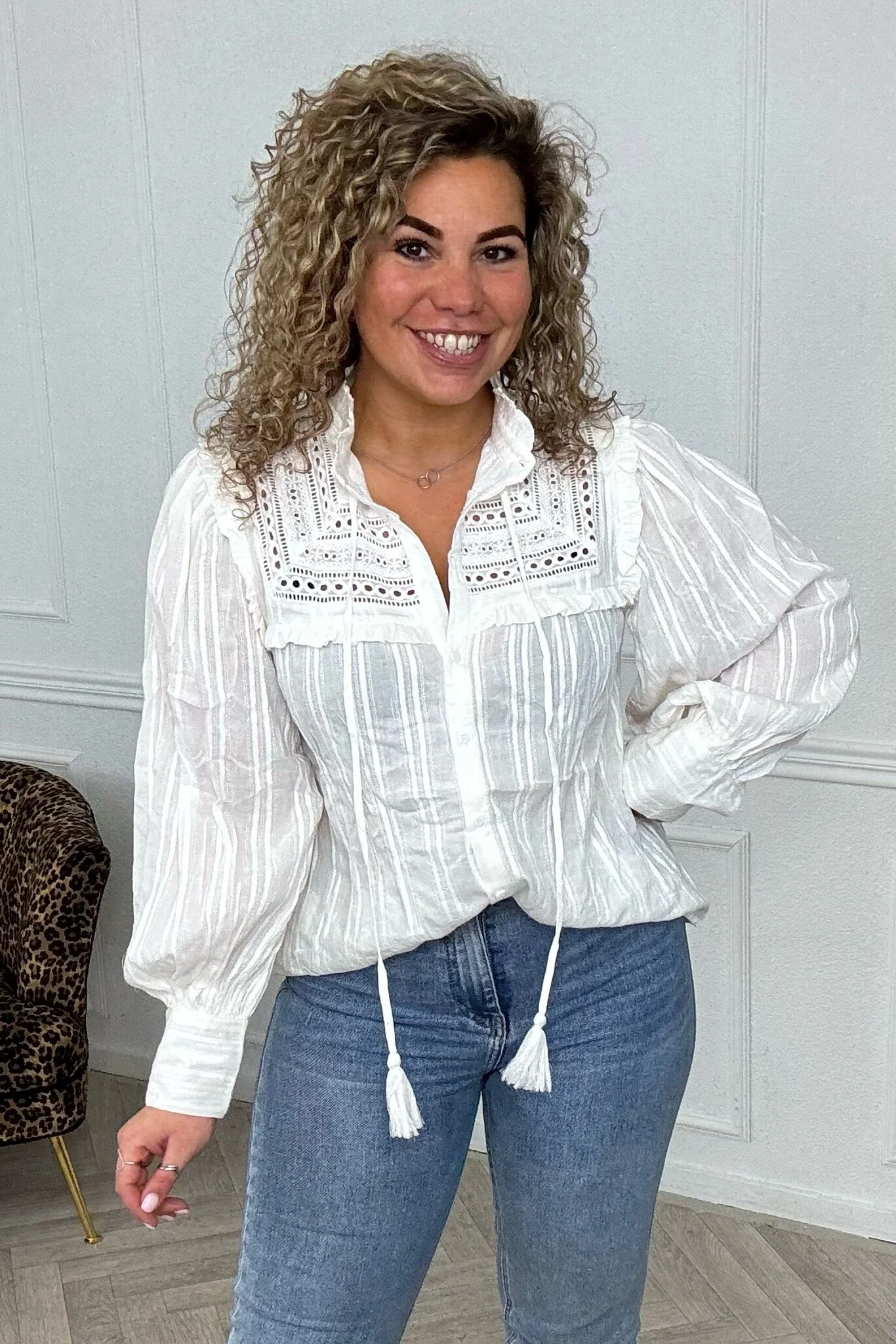 Marie Ruffle Blouse - White