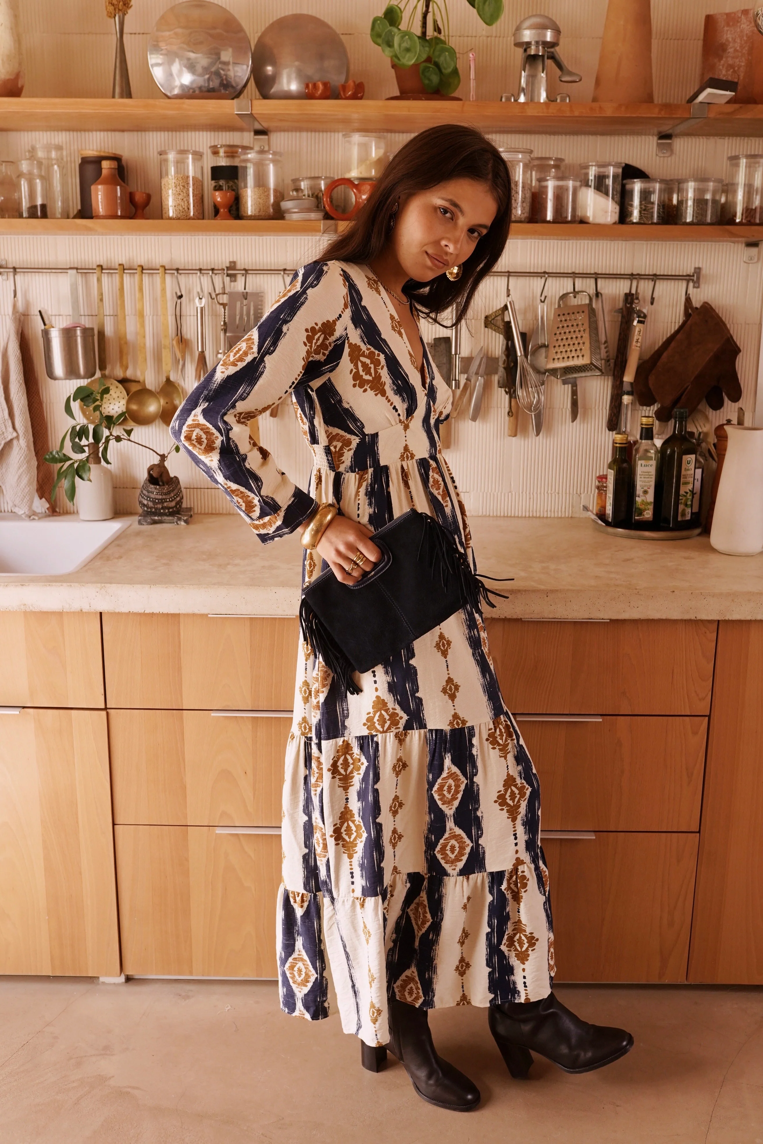 Maxi Barok Print Dress - Marine - Image 4