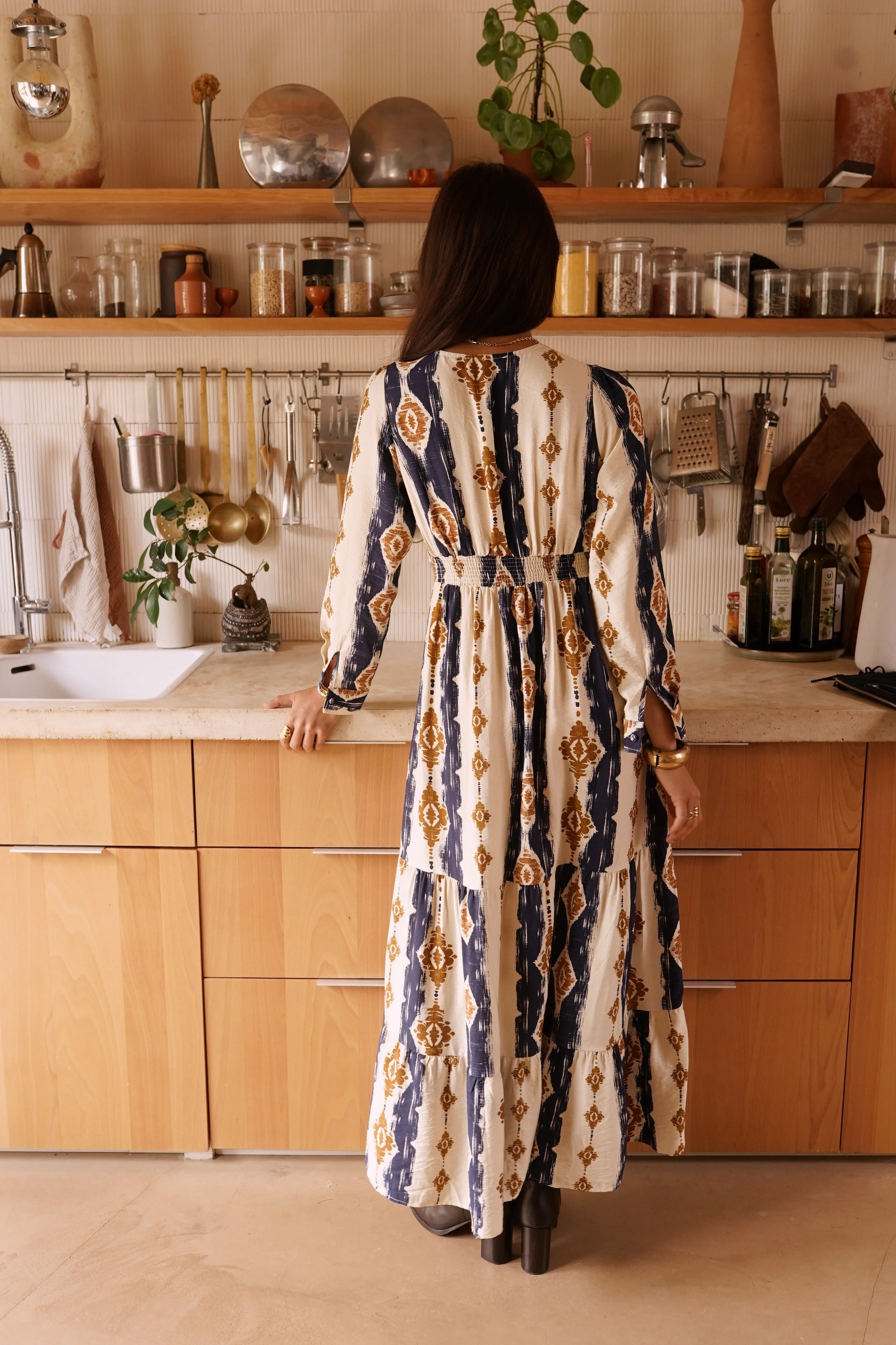 Maxi Barok Print Dress - Marine - Image 5