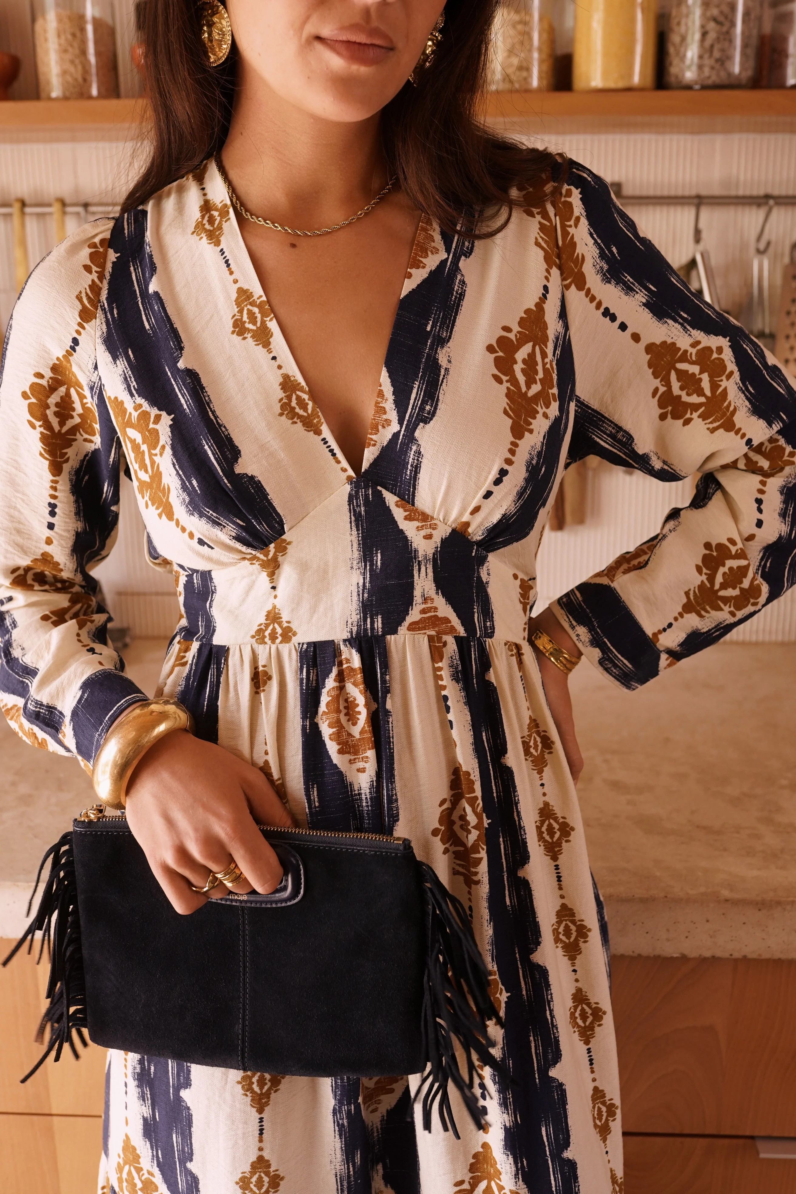 Maxi Barok Print Dress - Marine - Image 7