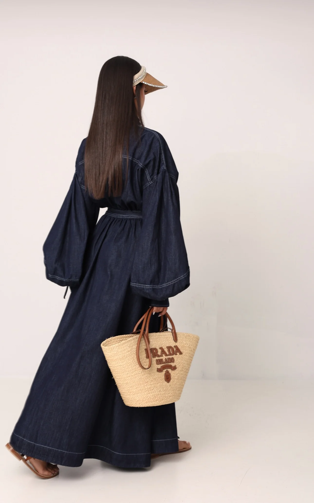 Maxi Denim Wrap Dress - Dark Blue - Image 3