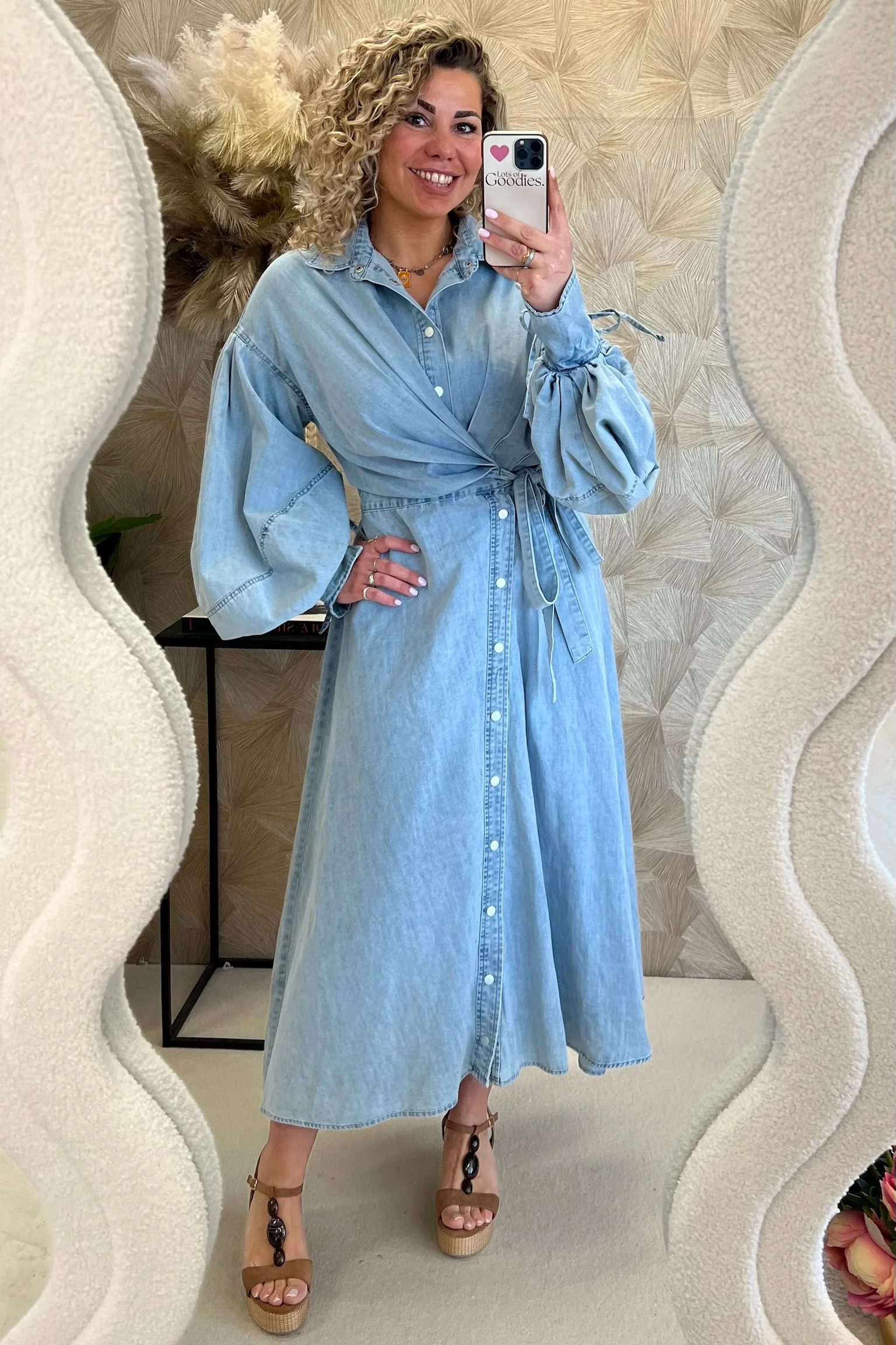 Maxi Denim Wrap Dress - Light Blue