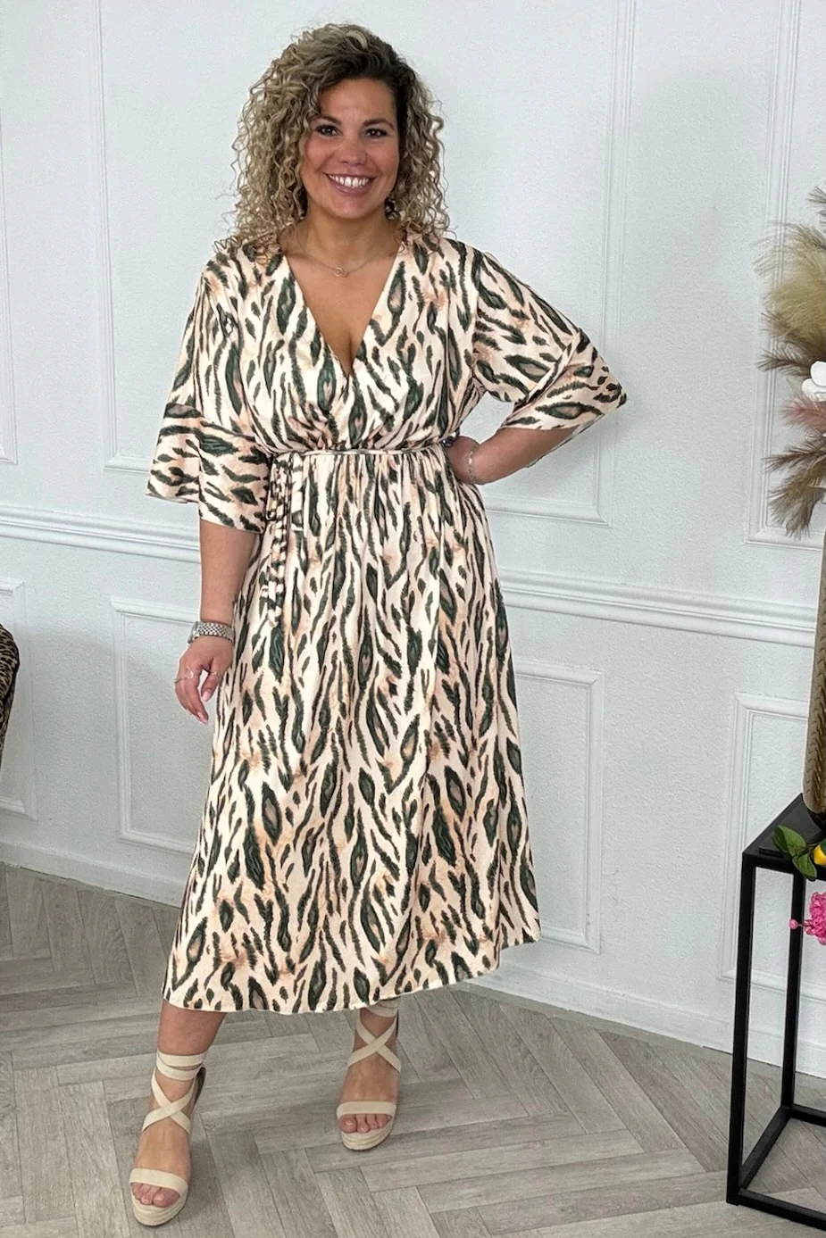 Maxi Jill Dress - Beige/Armygreen - Image 2