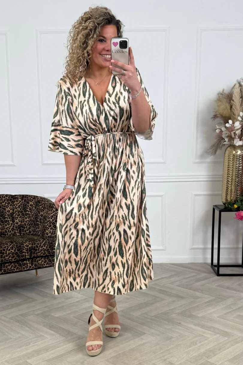 Maxi Jill Dress - Beige/Armygreen - Image 3