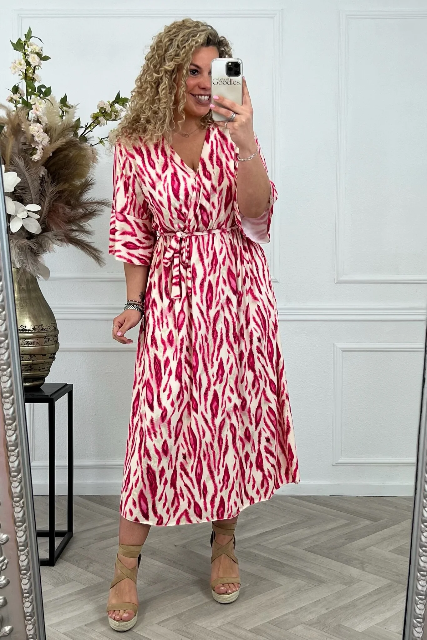 Maxi Jill Dress - Fuchsia/Beige - Image 2