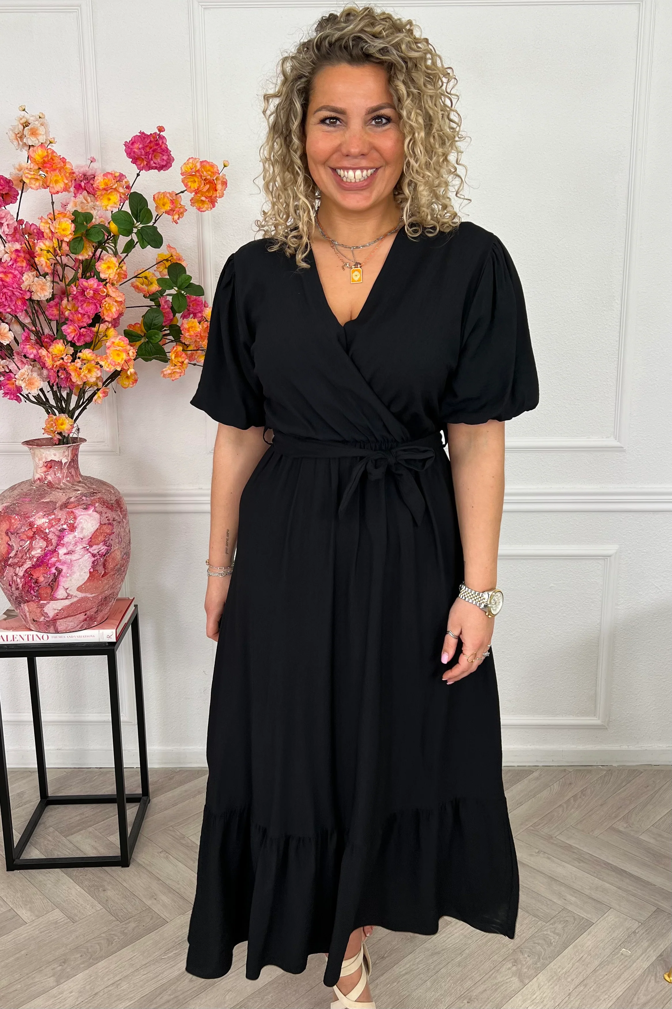 Maxi Puffy Sleeve Dress - Black