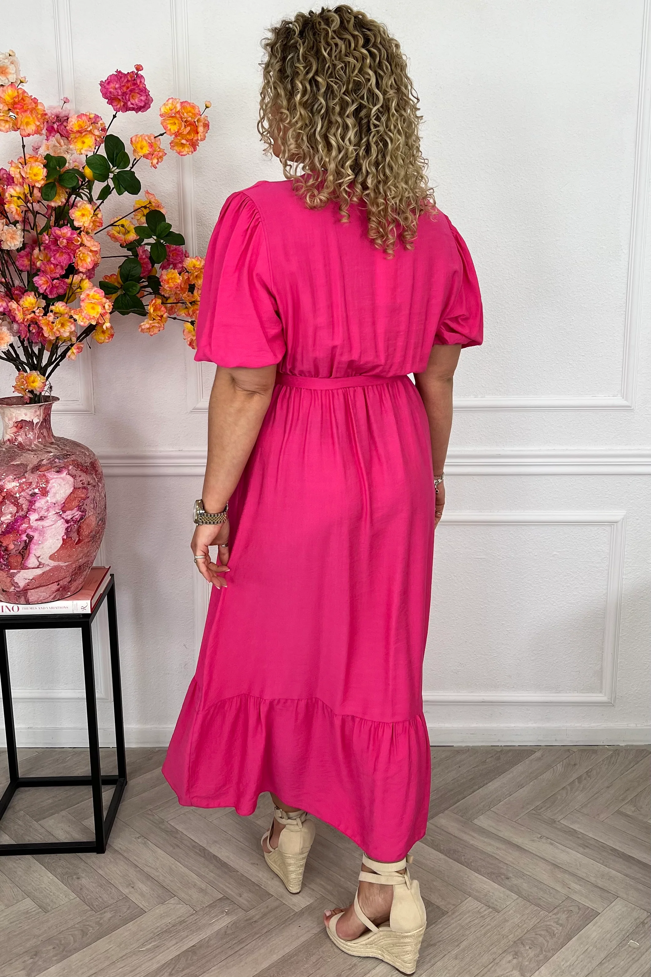 Maxi Puffy Sleeve Dress - Fuchsia - Image 4