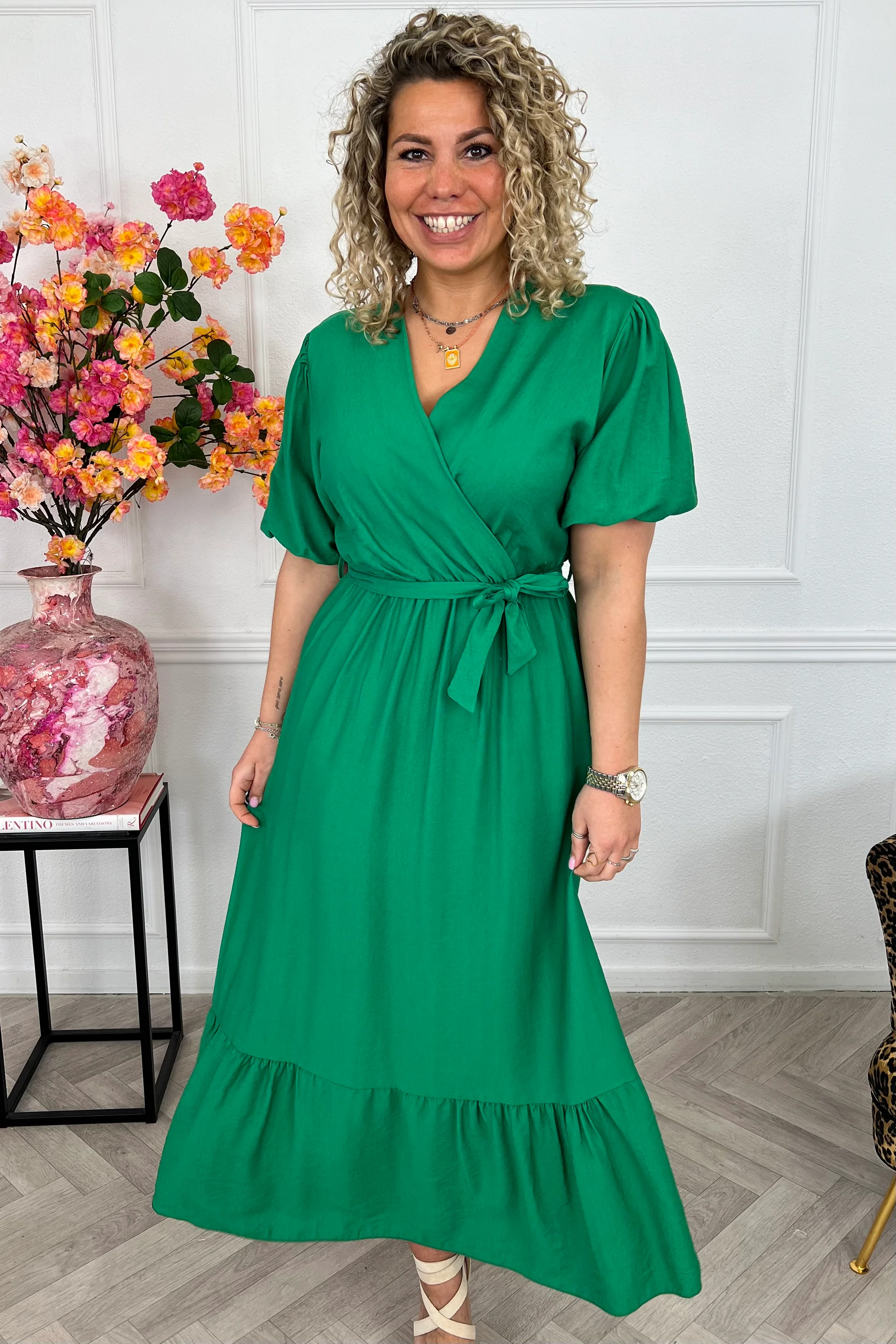 Maxi Puffy Sleeve Dress - Green