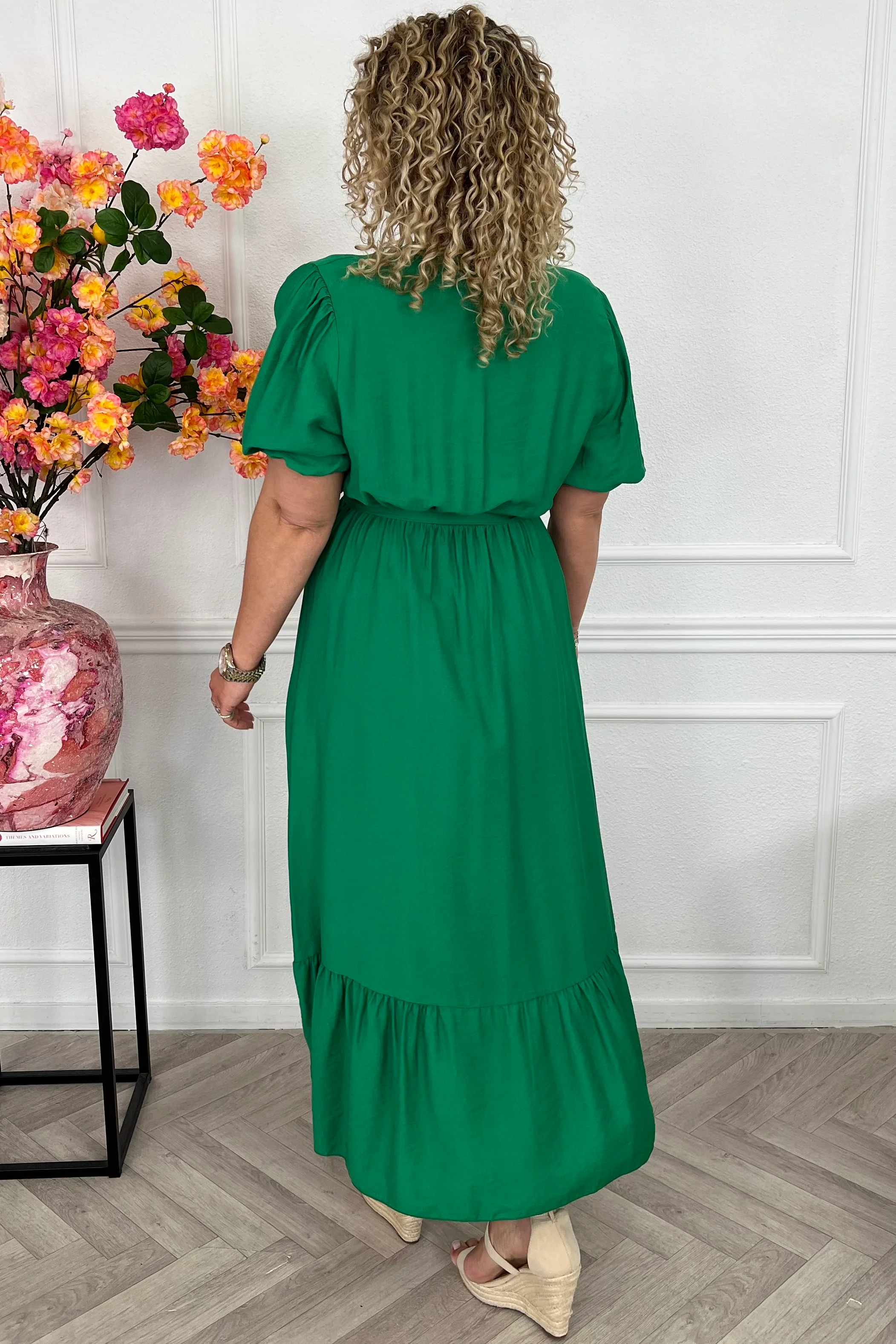 Maxi Puffy Sleeve Dress - Green - Image 2