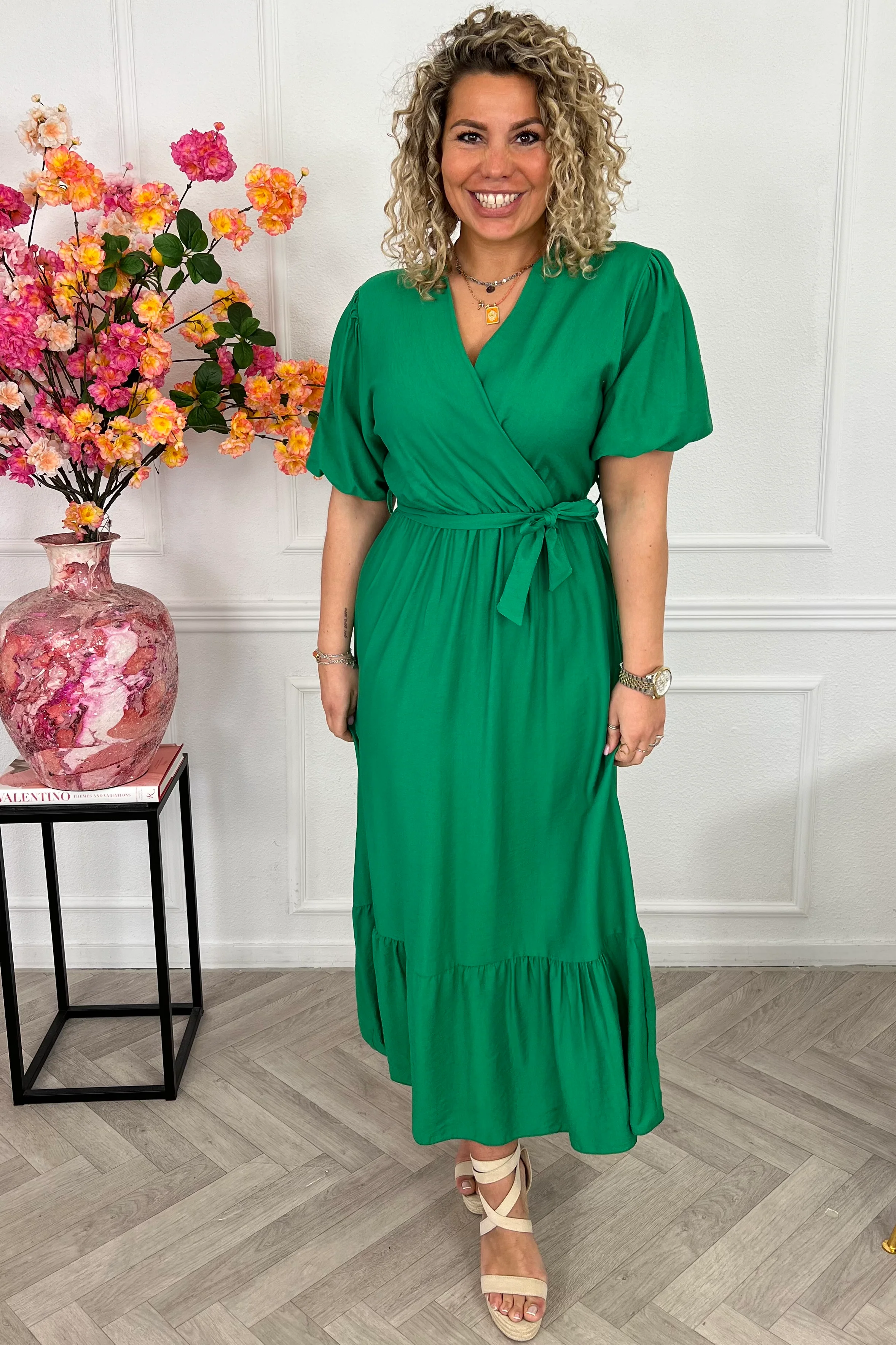 Maxi Puffy Sleeve Dress - Green - Image 4