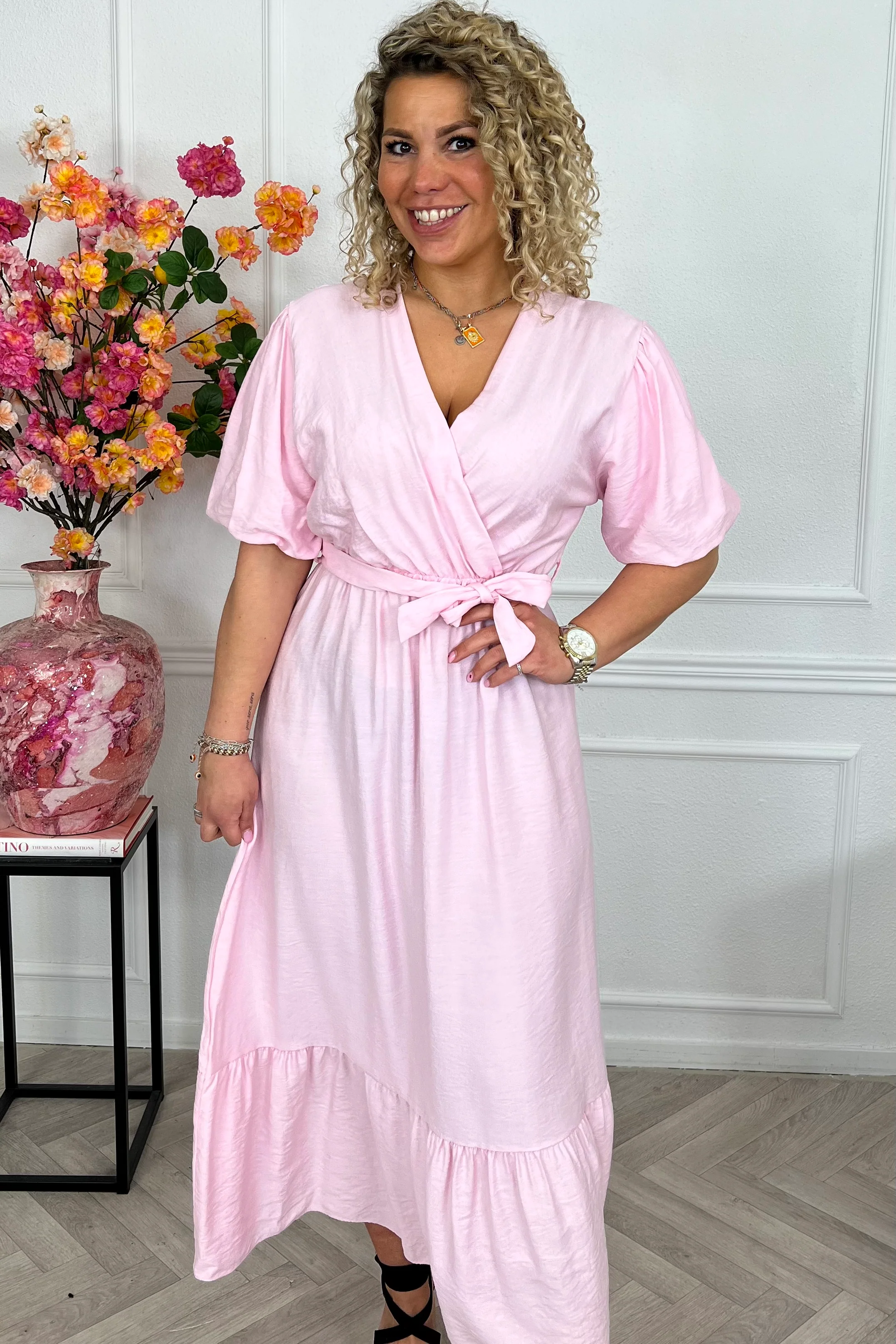 Maxi Puffy Sleeve Dress - Pink