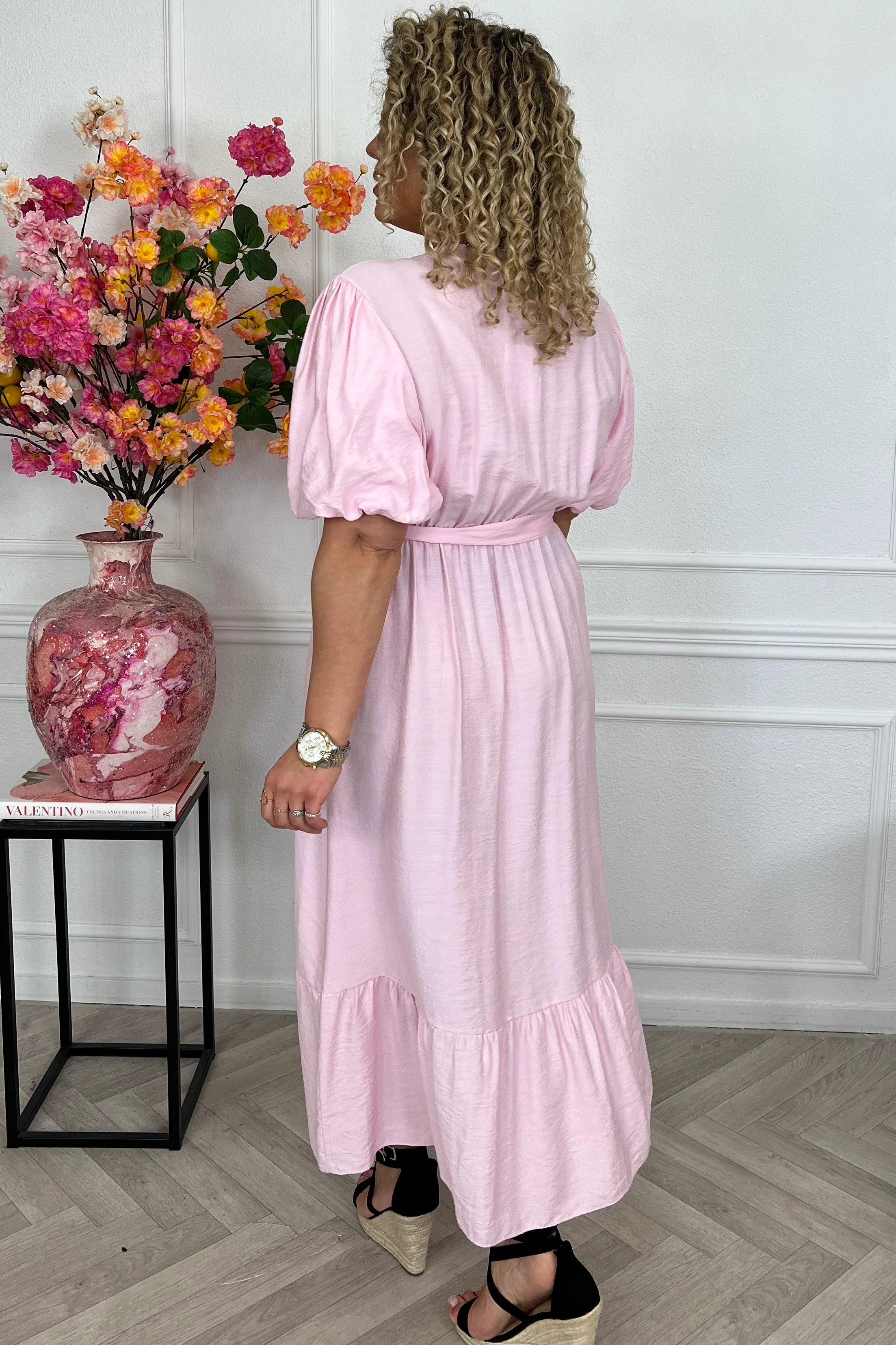 Maxi Puffy Sleeve Dress - Pink - Image 2