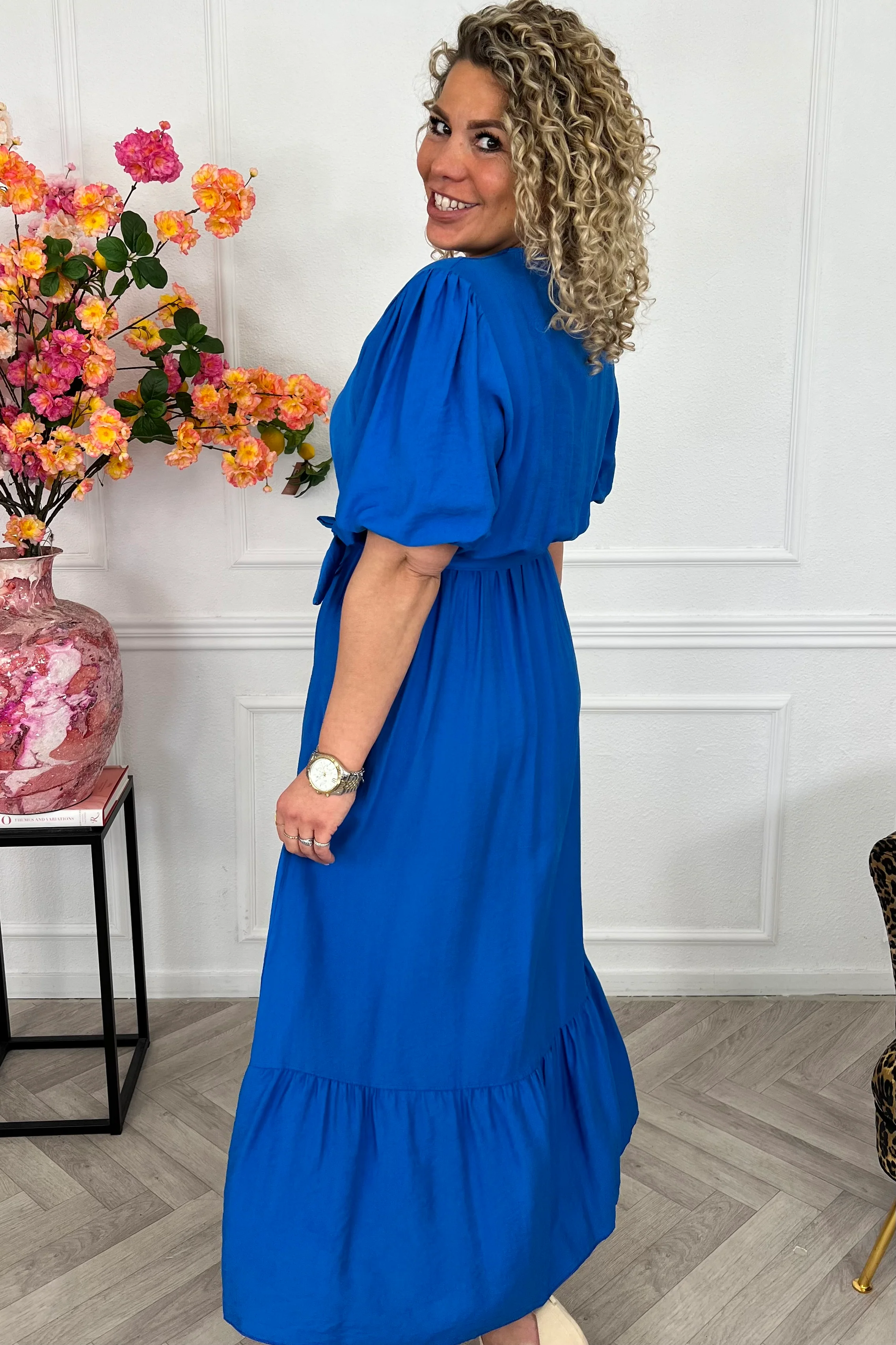 Maxi Puffy Sleeve Dress - Royal Blue - Image 2