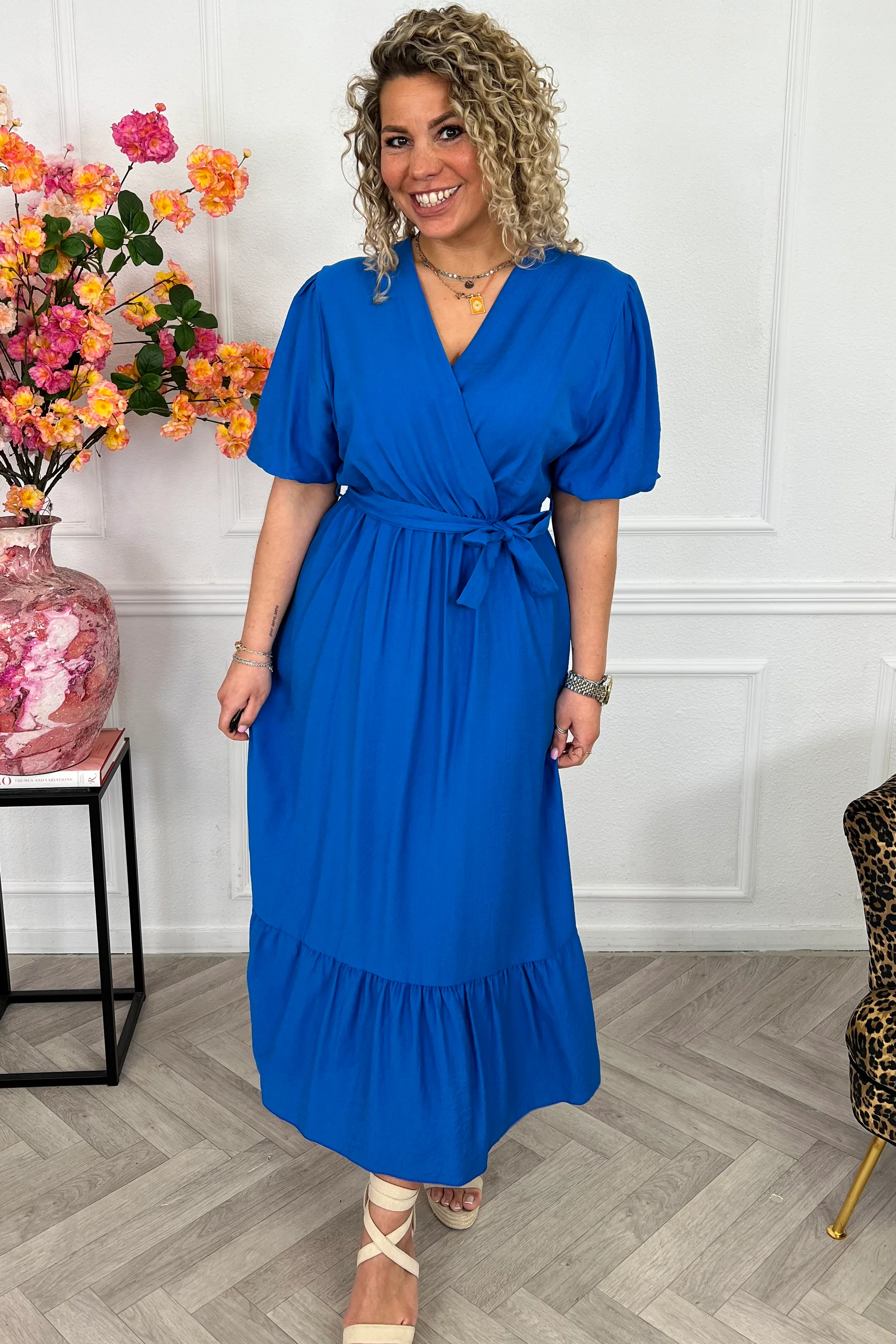 Maxi Puffy Sleeve Dress - Royal Blue - Image 3