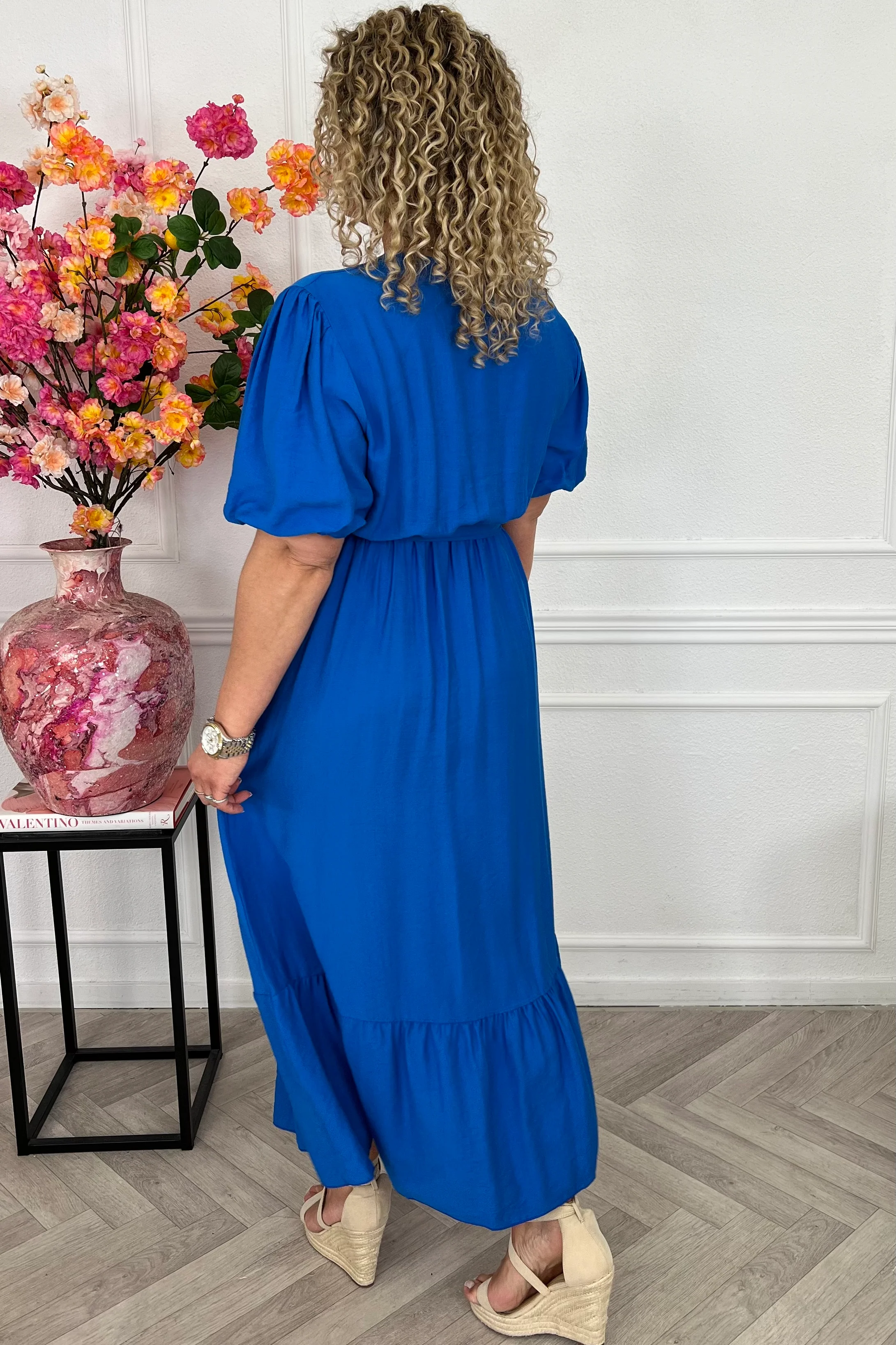 Maxi Puffy Sleeve Dress - Royal Blue - Image 4