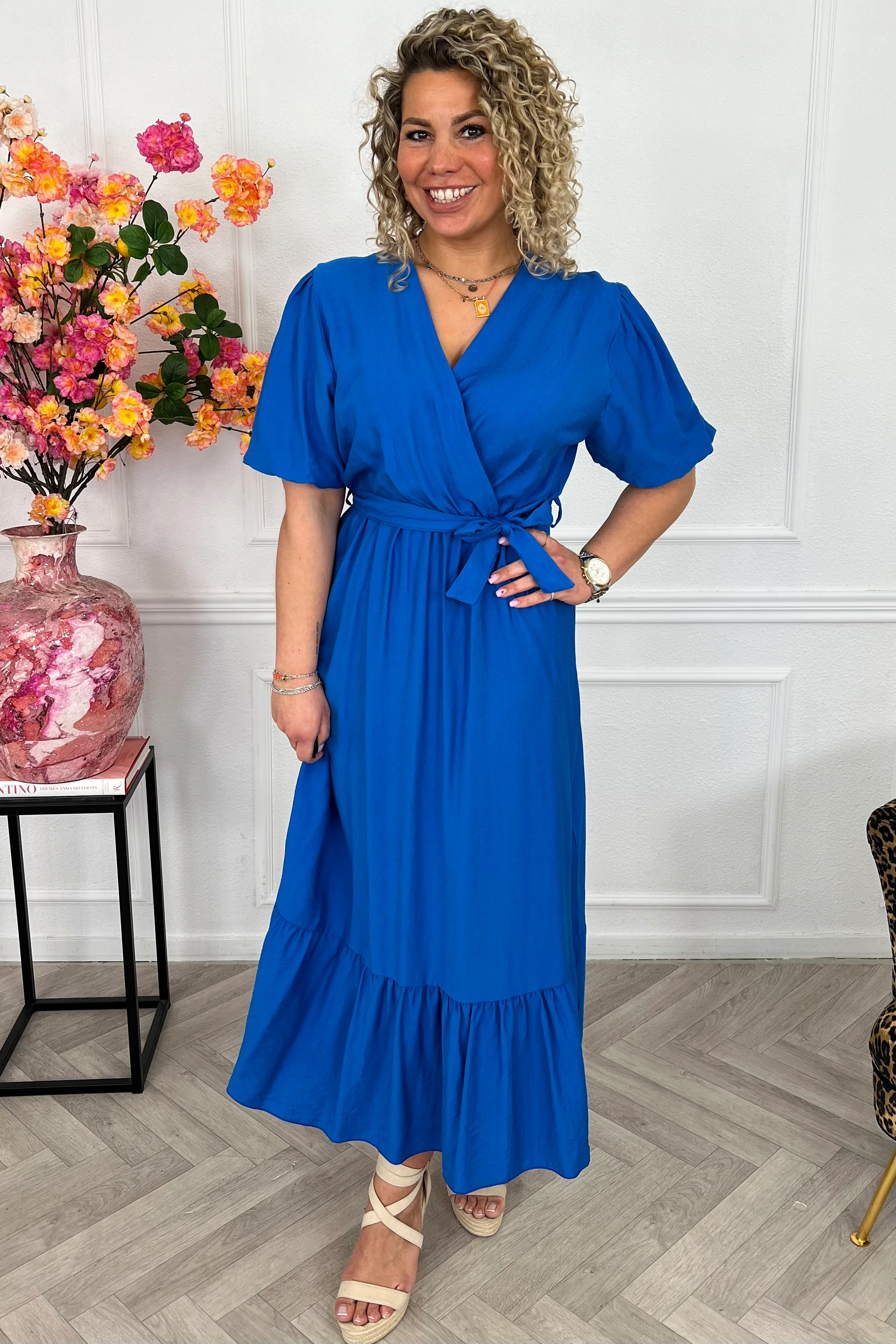 Maxi Puffy Sleeve Dress - Royal Blue - Image 5