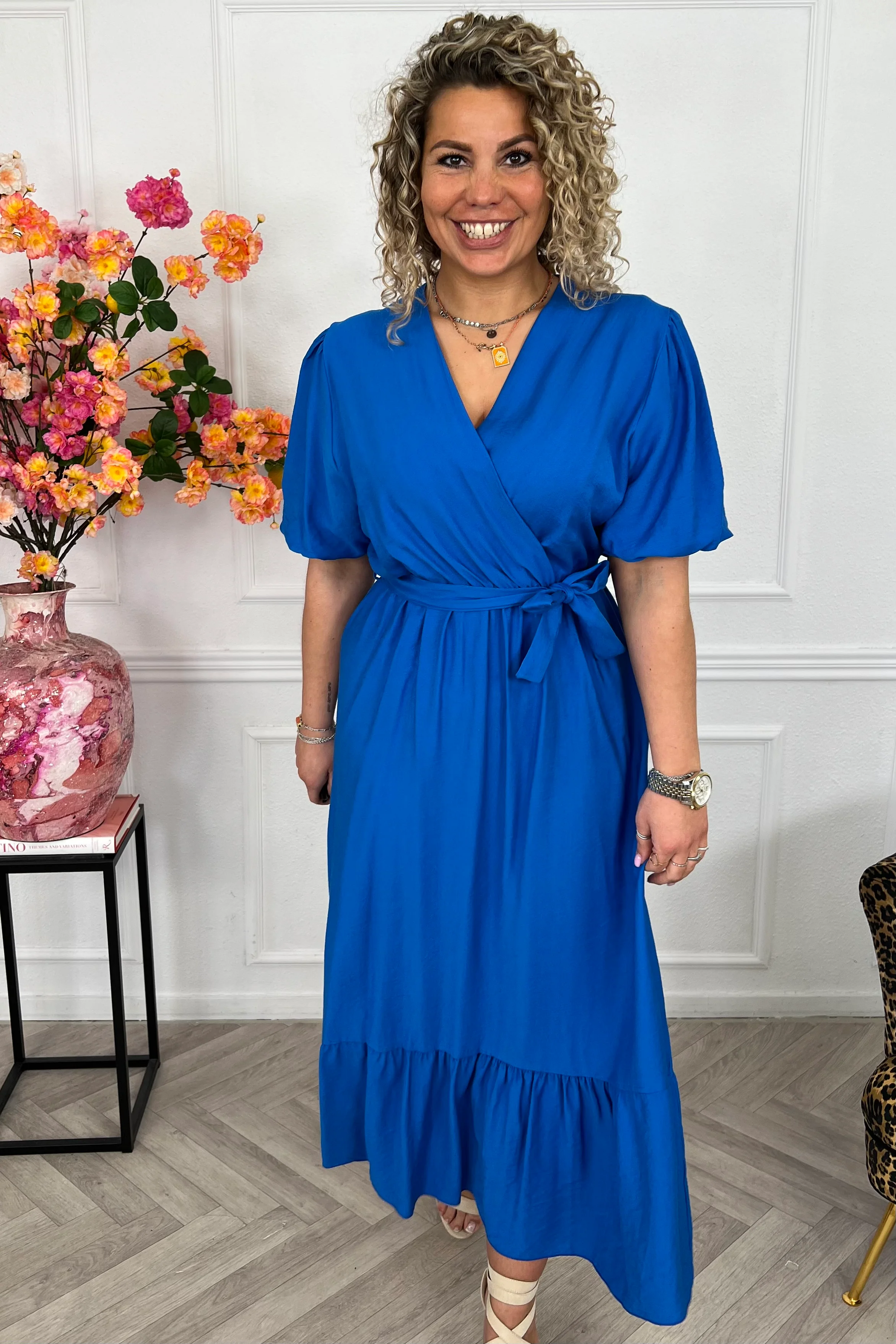 Maxi Puffy Sleeve Dress - Royal Blue - Image 6