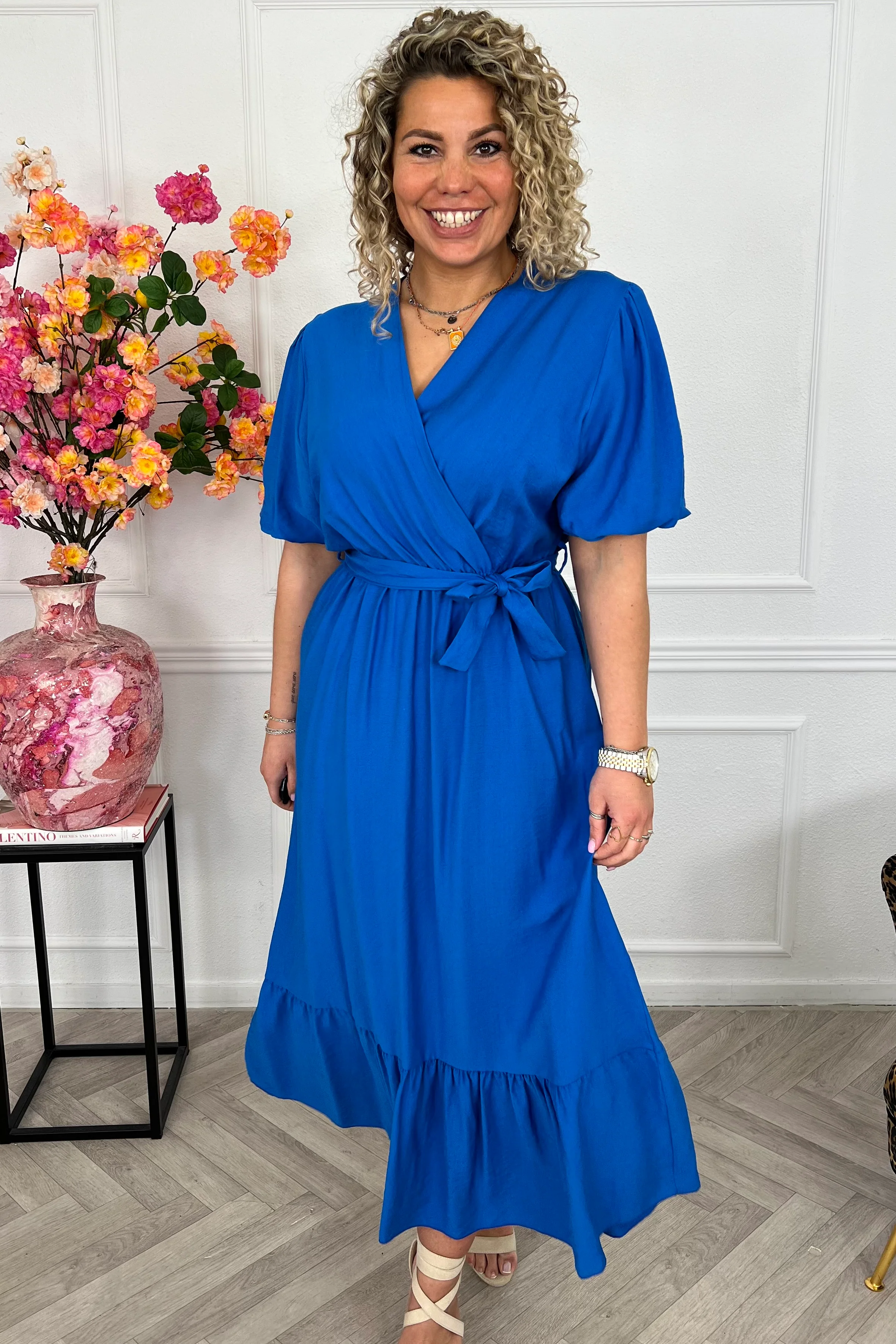 Maxi Puffy Sleeve Dress - Royal Blue - Image 8
