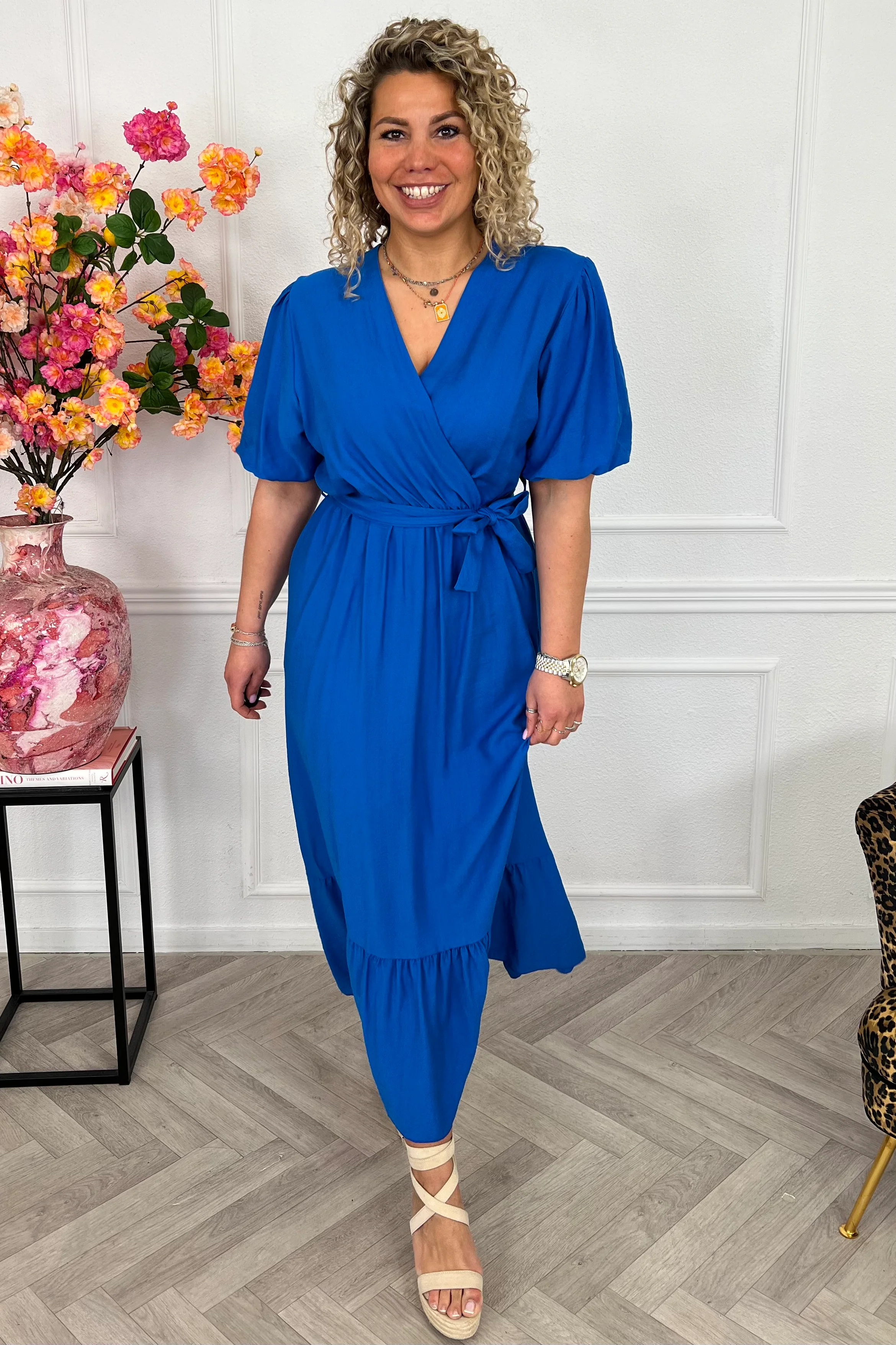 Maxi Puffy Sleeve Dress - Royal Blue - Image 9