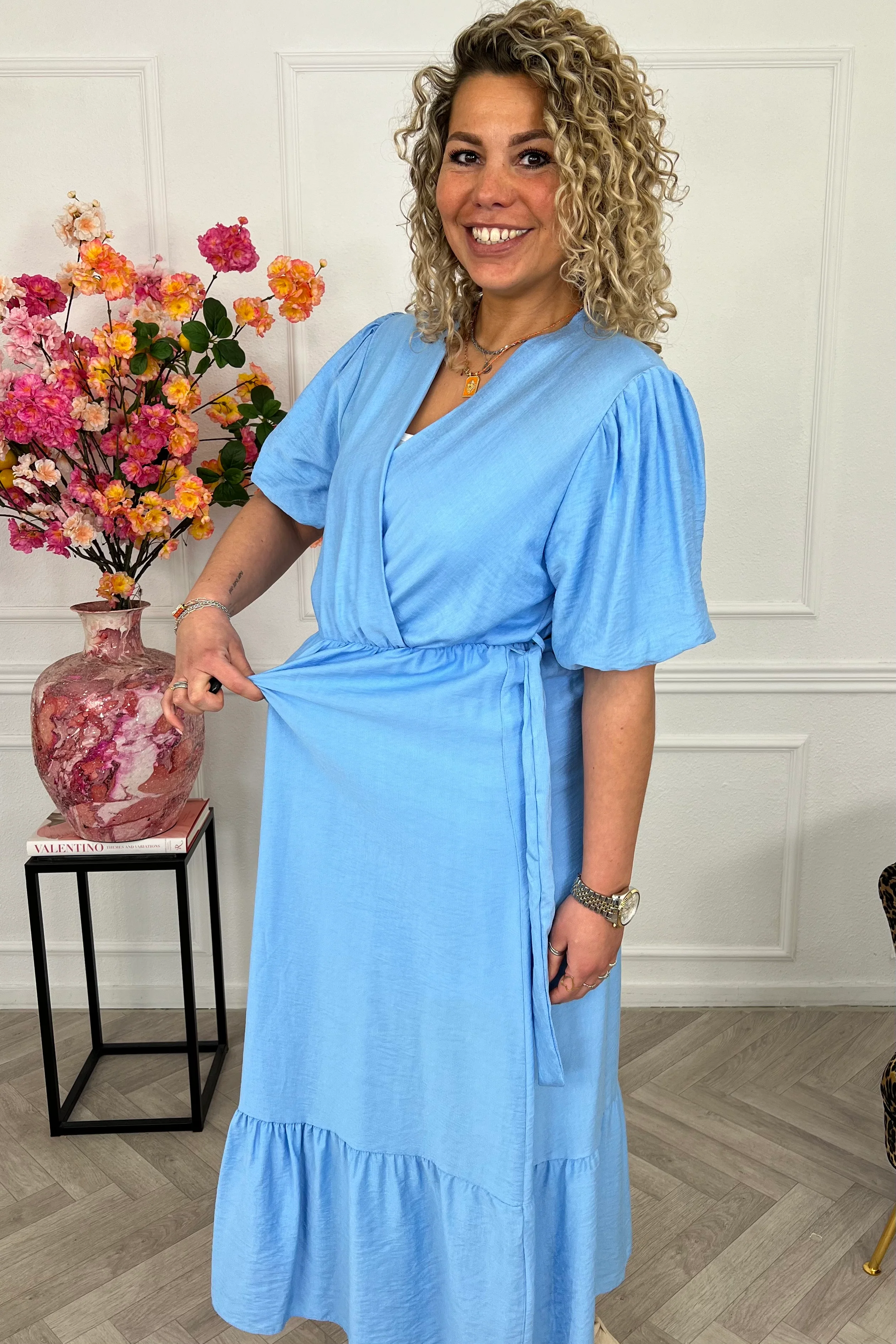 Maxi Puffy Sleeve Dress - Sky Blue - Image 2