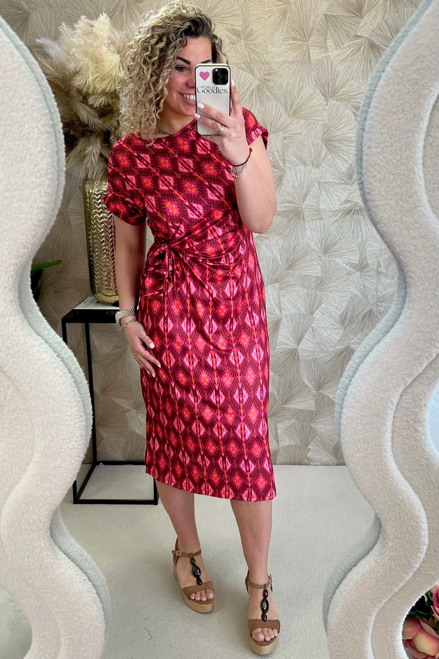 Maxi Side Strik Bohemian Dress - Bordeaux/Pink