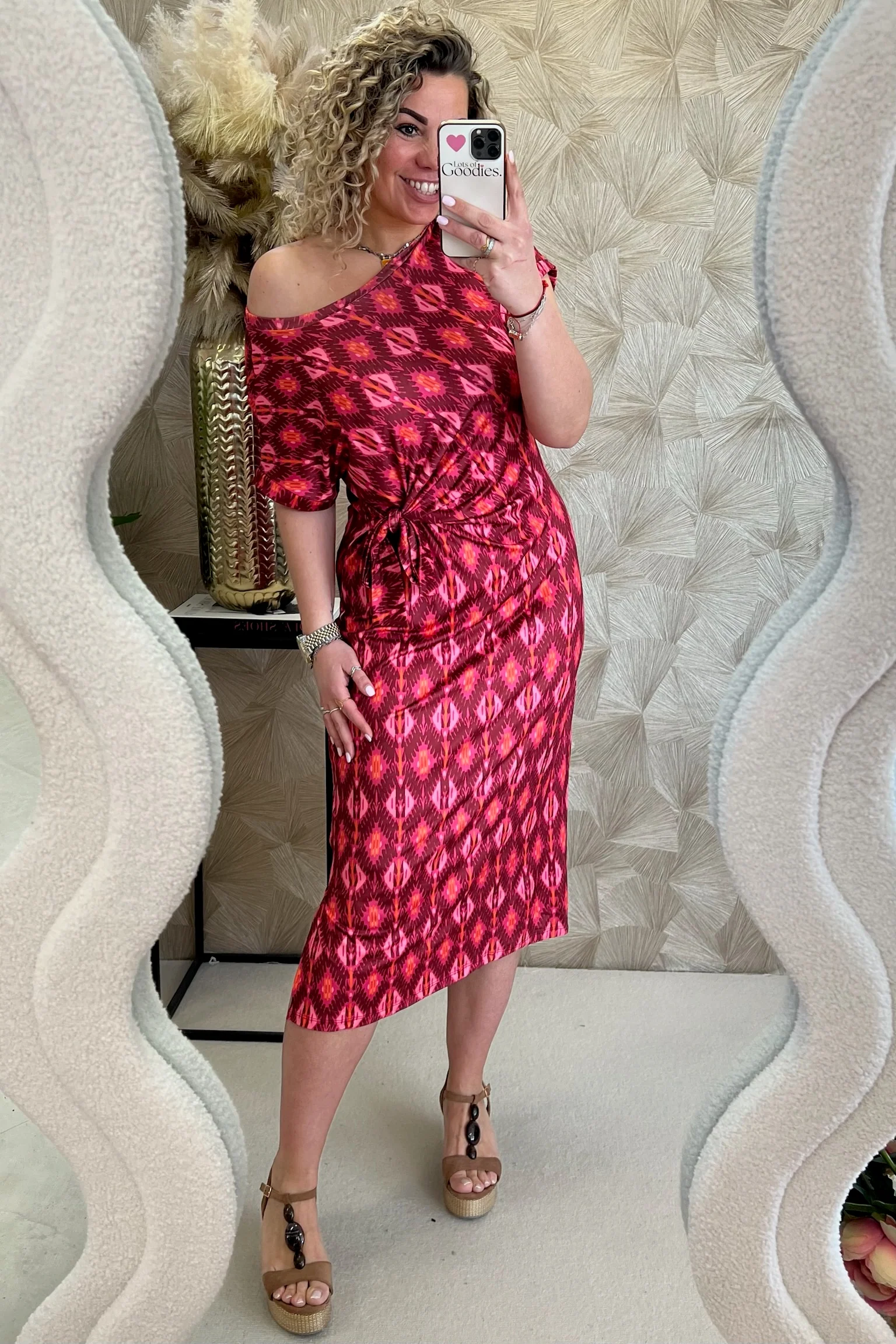 Maxi Side Strik Bohemian Dress - Bordeaux/Pink - Image 3