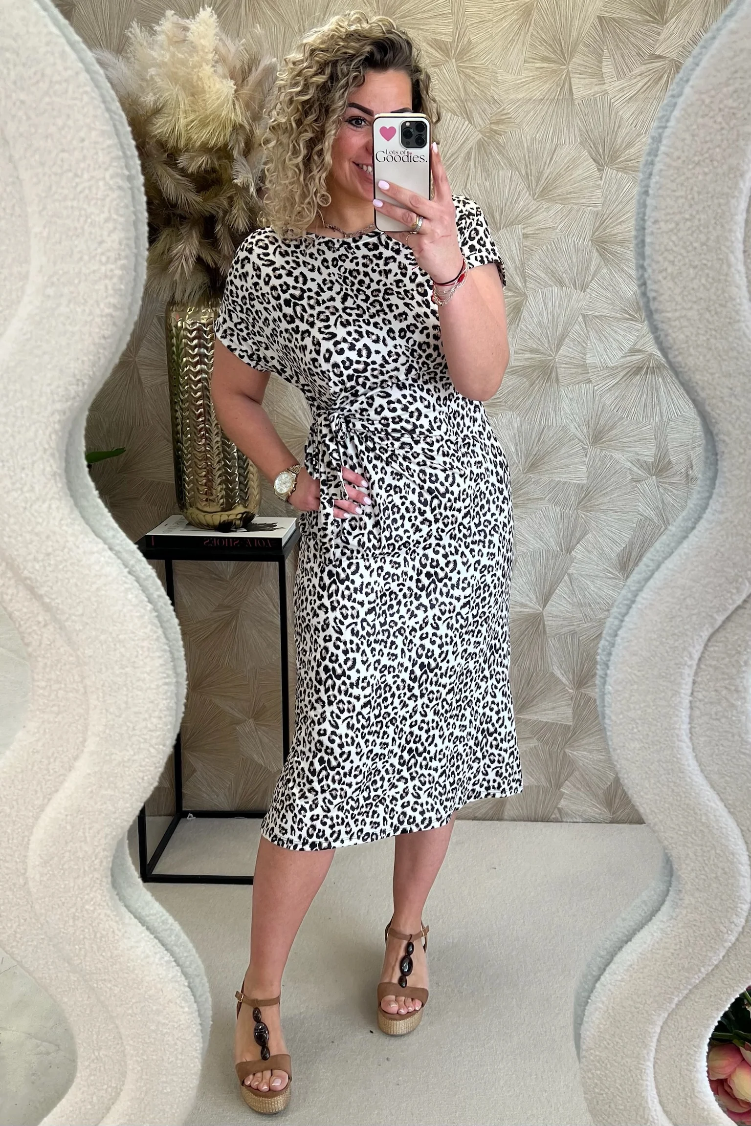 Maxi Side Strik Panther Dress - Beige/Brown - Image 2
