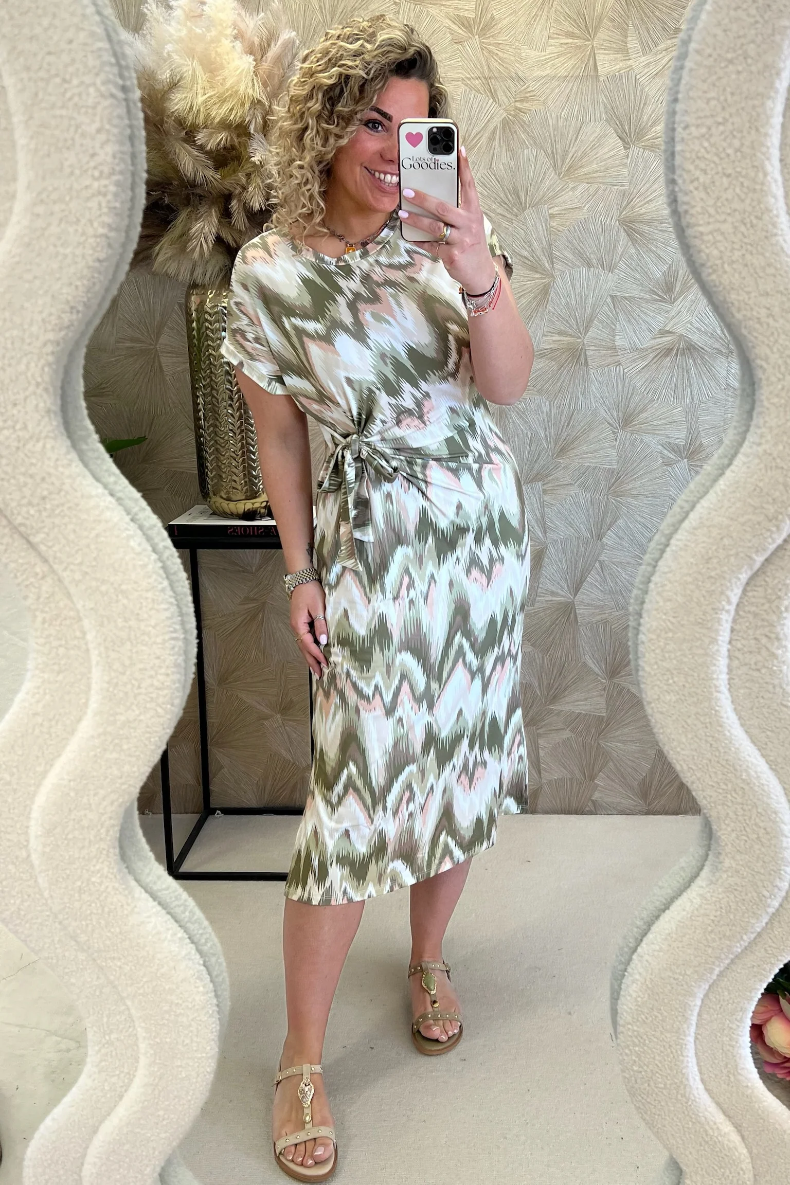 Maxi Side Strik Zigzag Dress - Armygreen