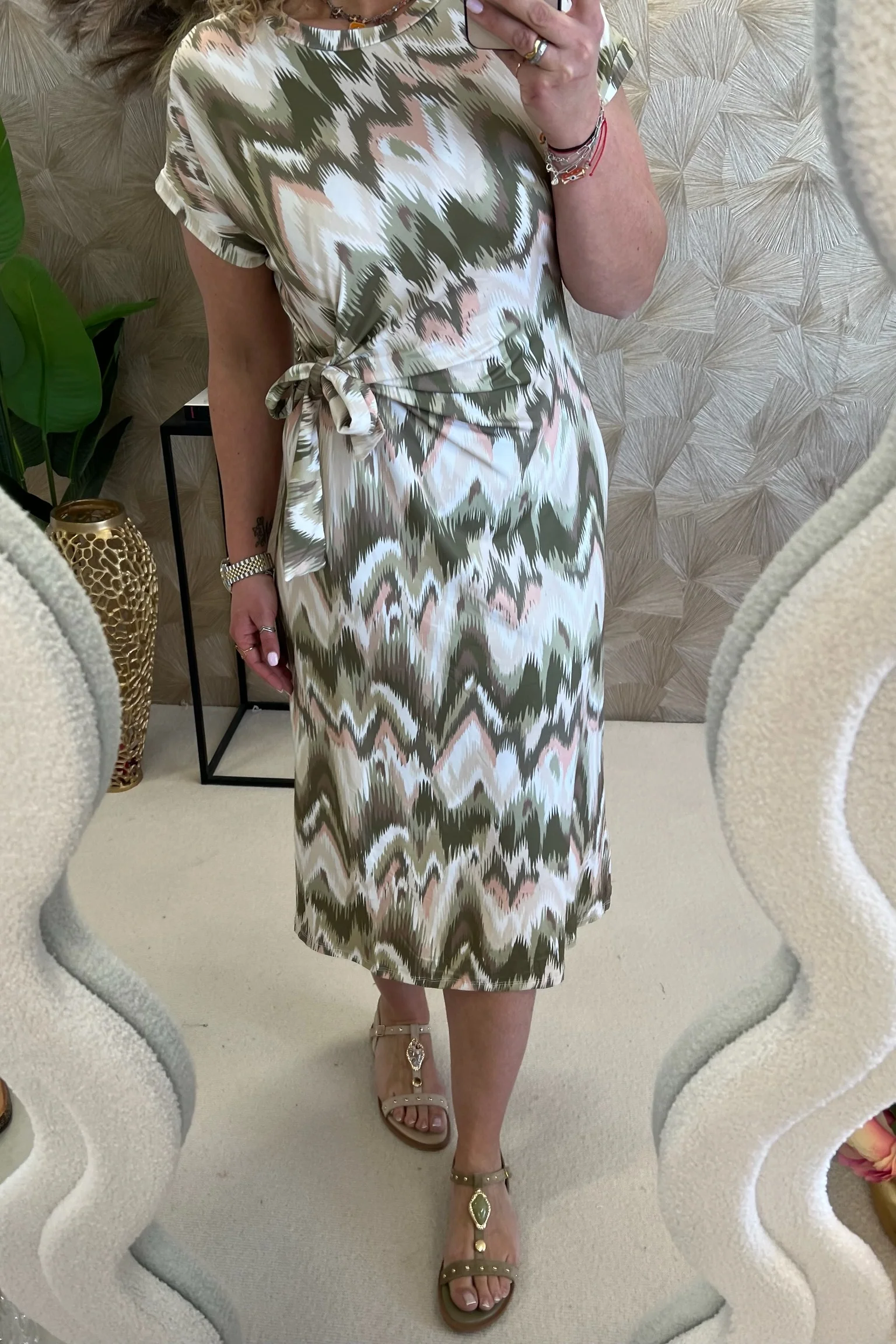Maxi Side Strik Zigzag Dress - Armygreen - Image 3