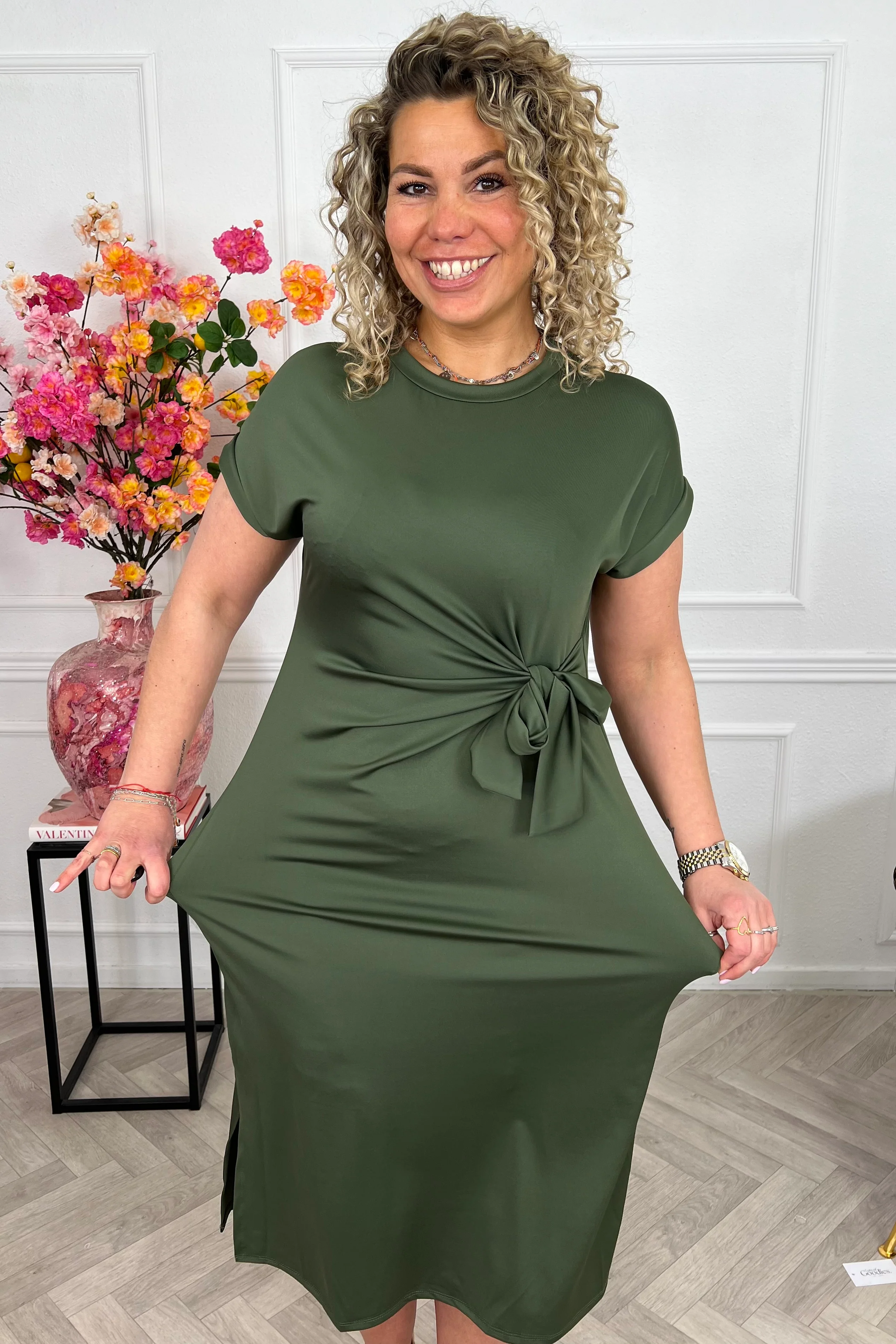 Maxi Travel Bow Strik Dress - Armygreen - Image 2