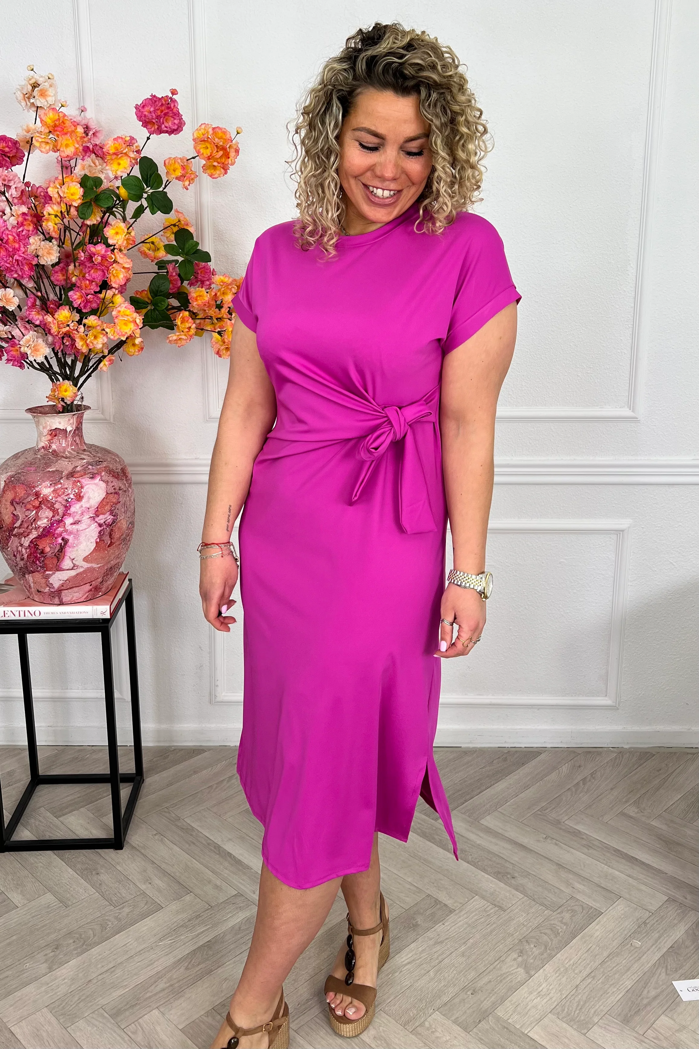 Maxi Travel Bow Strik Dress - Magenta - Image 3