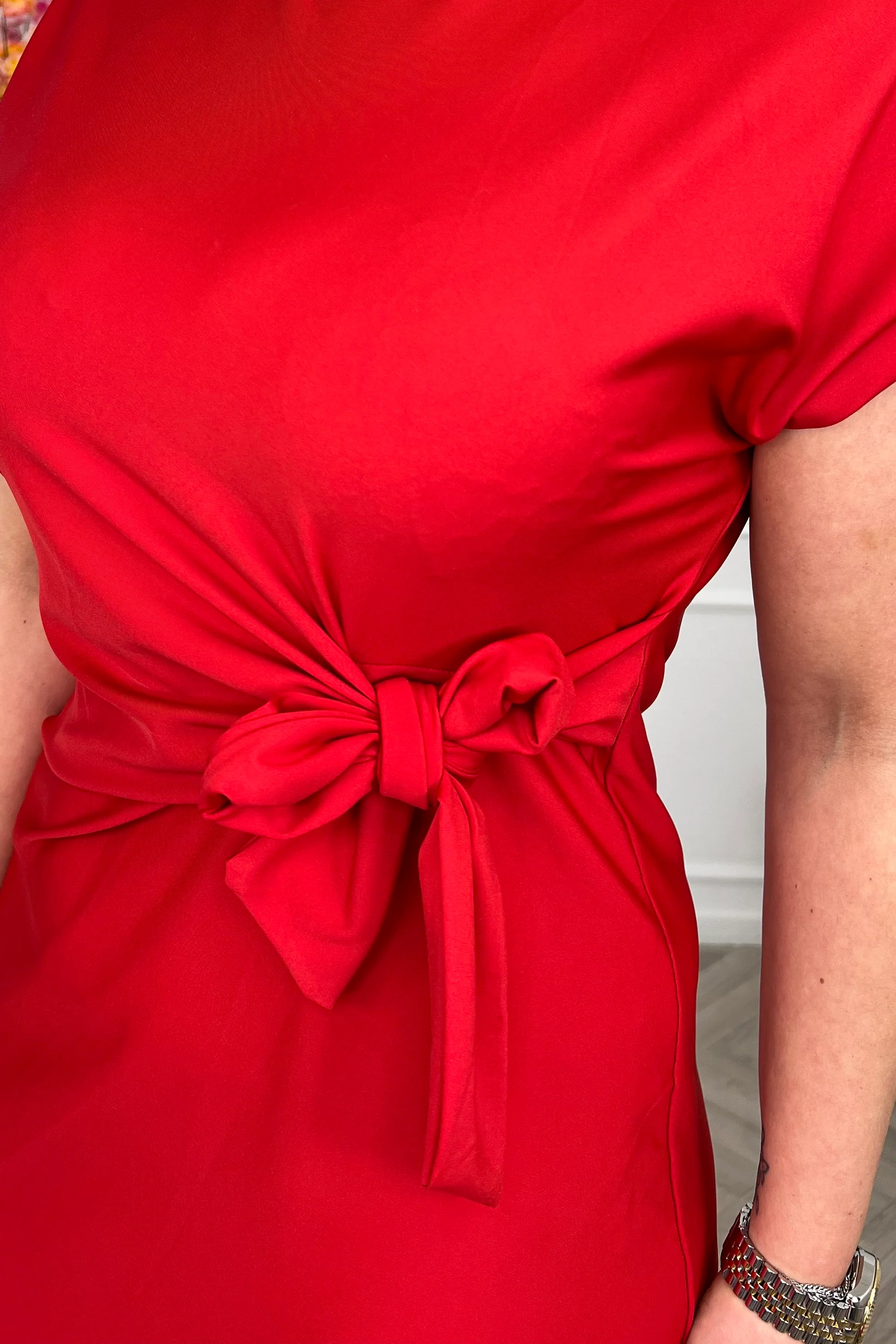 Maxi Travel Bow Strik Dress - Red - Image 4