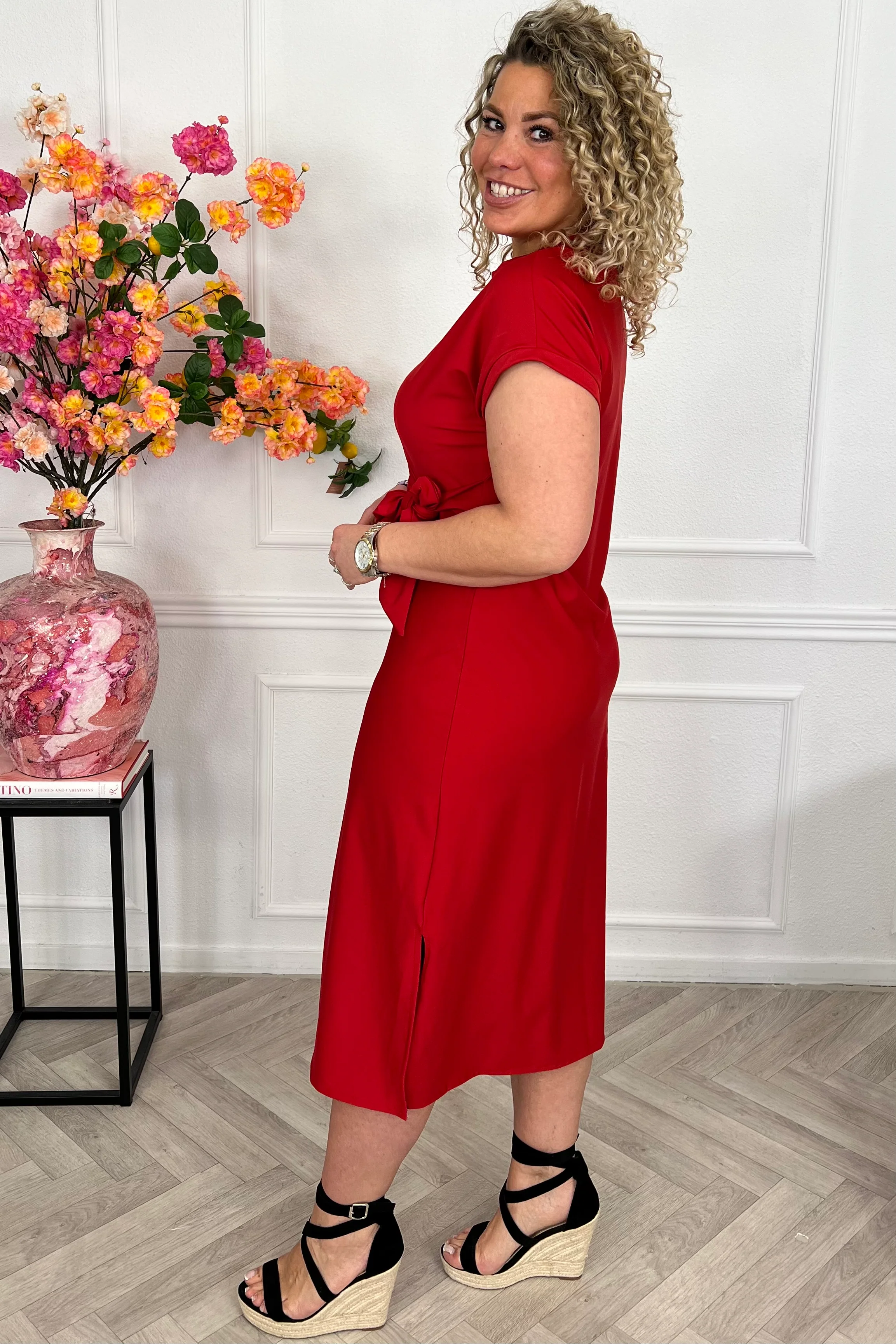 Maxi Travel Bow Strik Dress - Red - Image 6