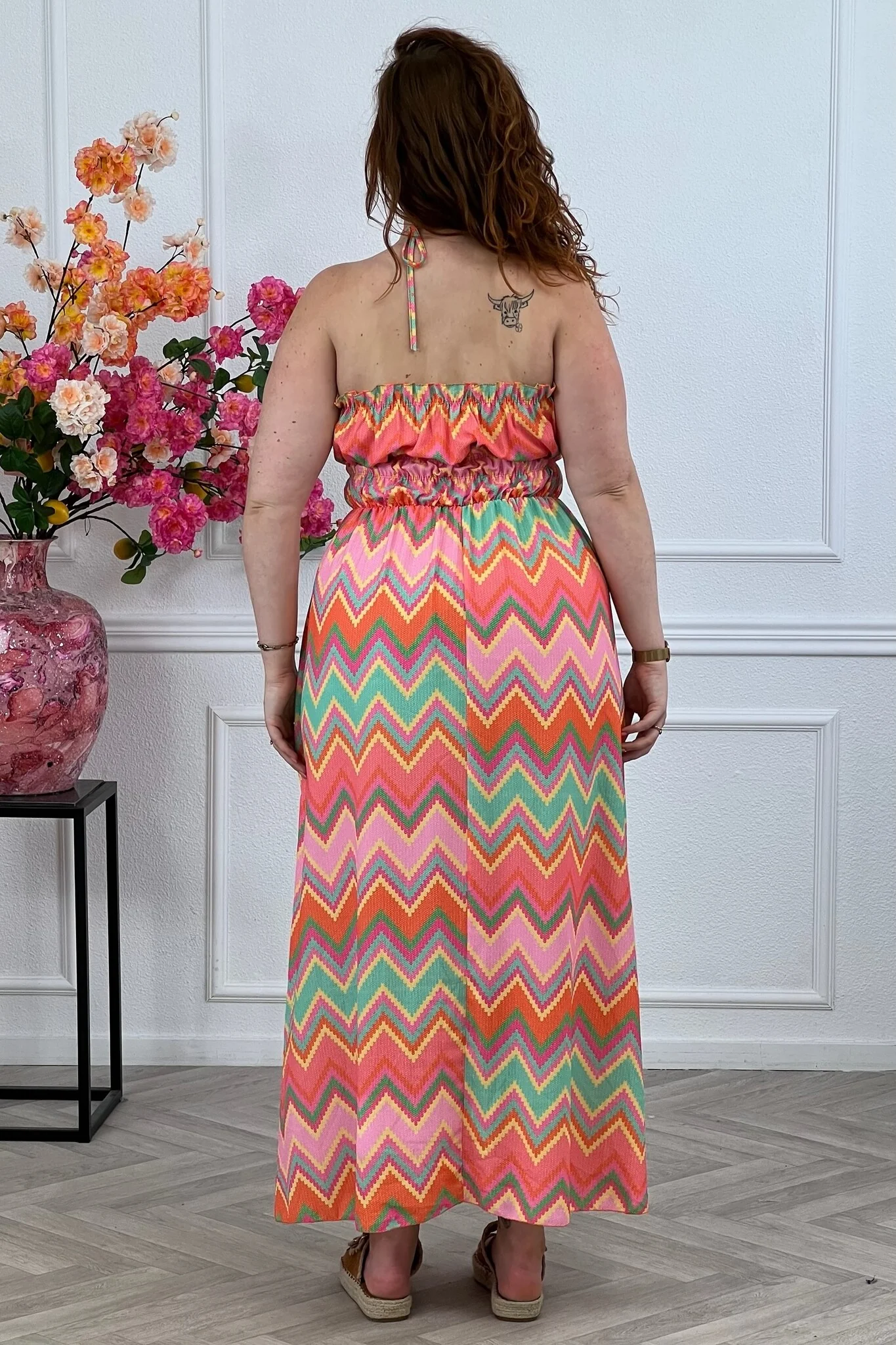 Maxi Zigzag Dress - Orange/Pink - Image 6